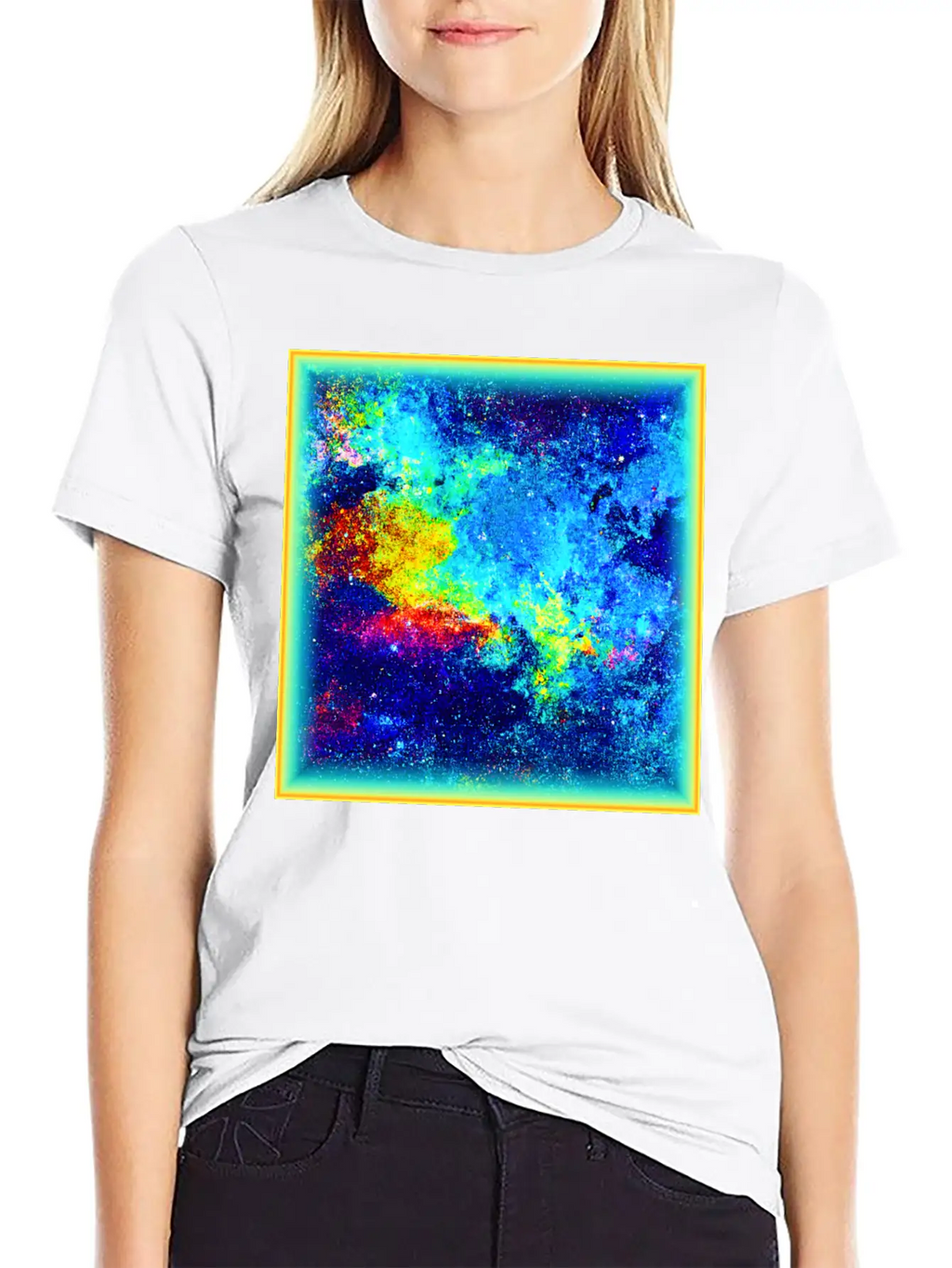 Cosmic Kaleidoscope: Colorful Universe Art Timeless Short Sleeve Tee – Comfy And Minimalist Design
