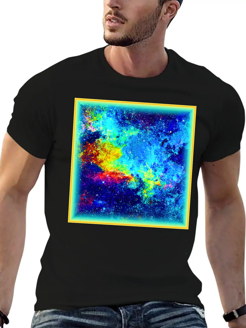 Cosmic Kaleidoscope: Colorful Universe Art Timeless Short Sleeve Tee – Comfy And Minimalist Design