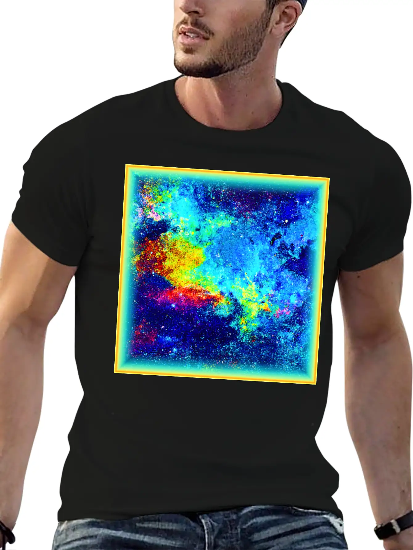 Cosmic Kaleidoscope: Colorful Universe Art Timeless Short Sleeve Tee – Comfy And Minimalist Design