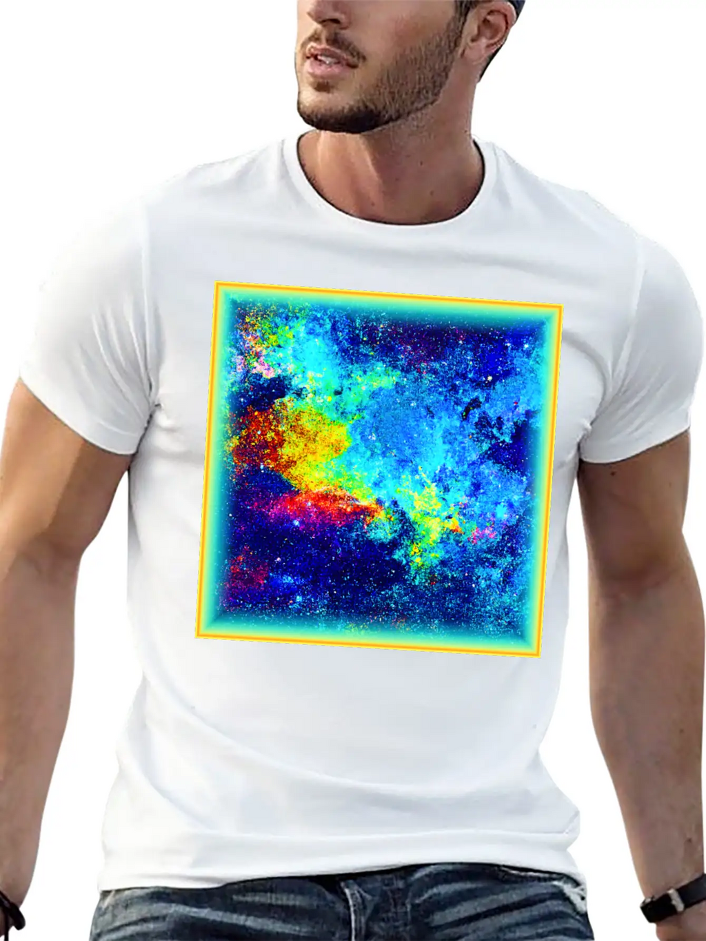 Cosmic Kaleidoscope: Colorful Universe Art Timeless Short Sleeve Tee – Comfy And Minimalist Design
