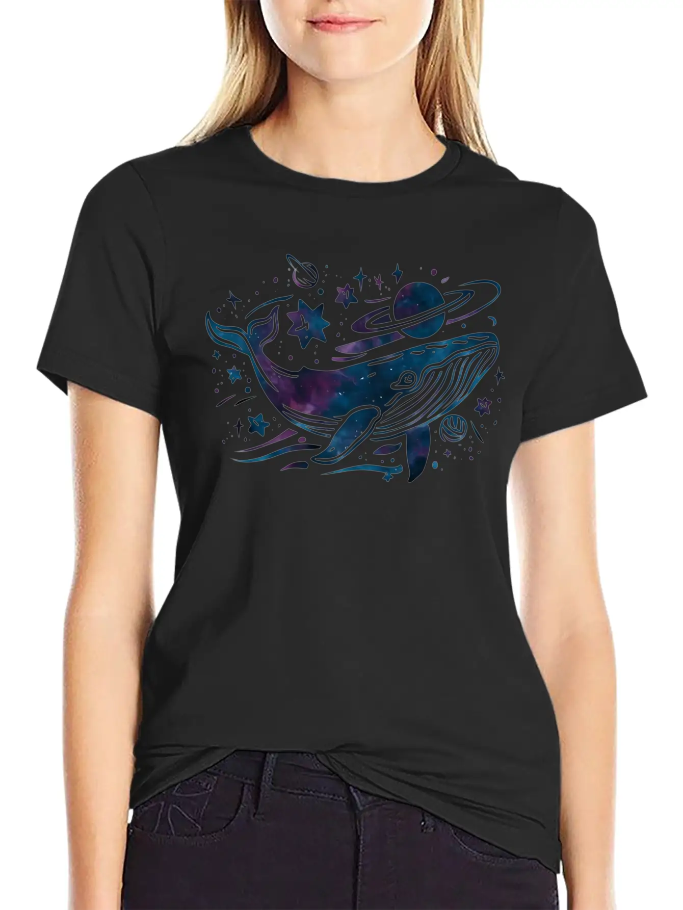 Cosmic Whale Dream Breathable Graphic T-Shirt – Perfect For Casual Days