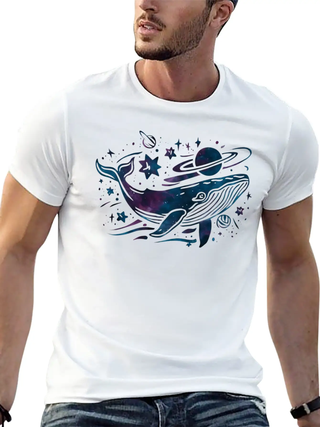 Cosmic Whale Dream Breathable Graphic T-Shirt – Perfect For Casual Days