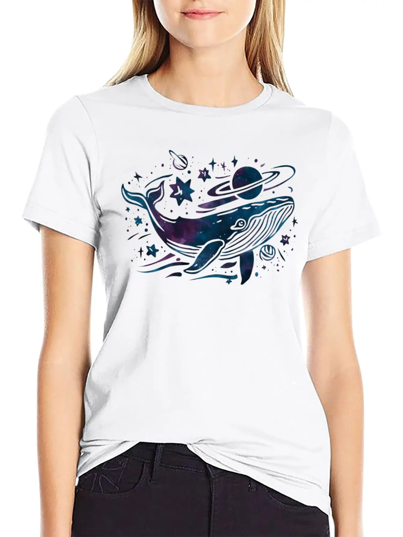 Cosmic Whale Dream Breathable Graphic T-Shirt – Perfect For Casual Days