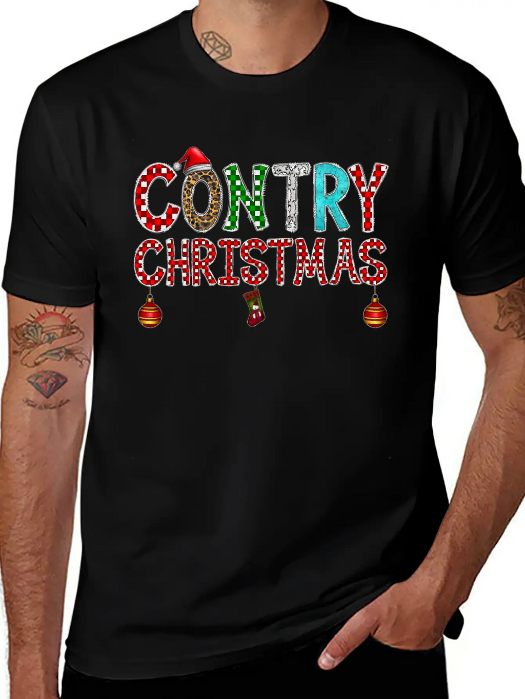 Country Christmas Breathable Graphic T-Shirt – Perfect For Casual Days
