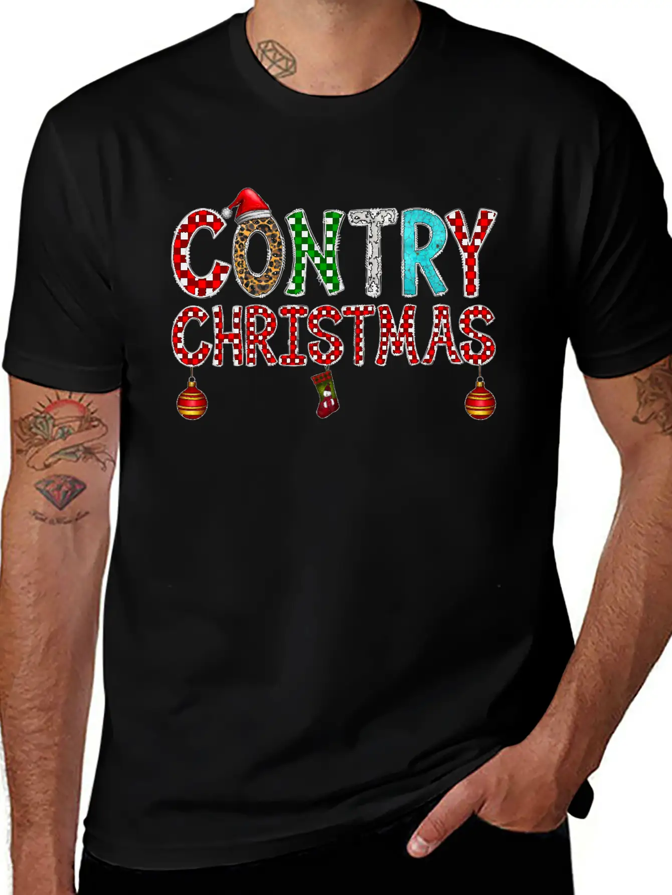 Country Christmas Breathable Graphic T-Shirt – Perfect For Casual Days