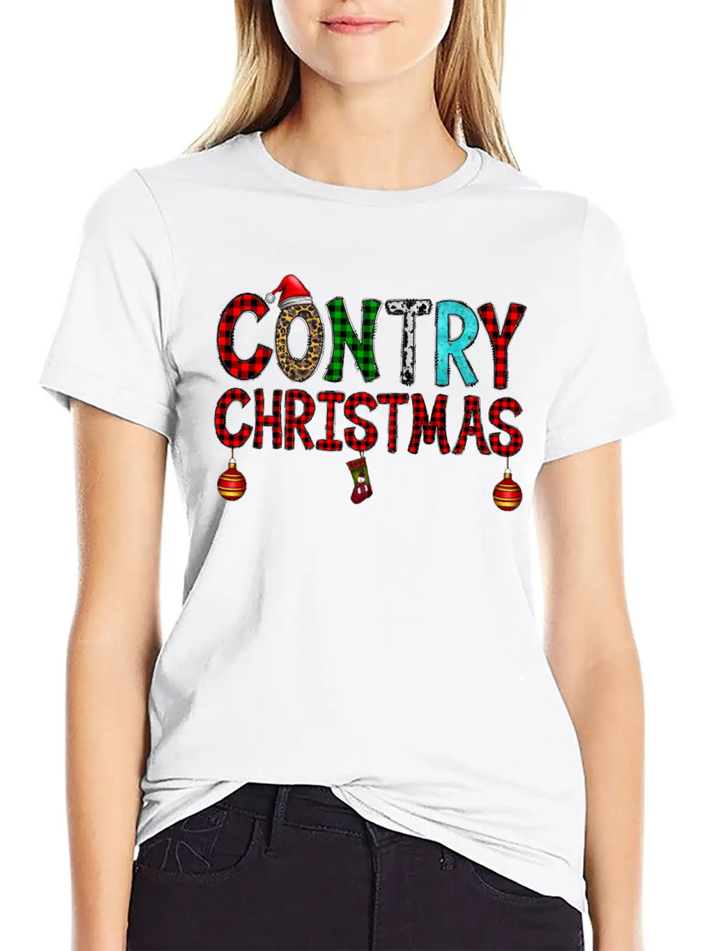 Country Christmas Breathable Graphic T-Shirt – Perfect For Casual Days
