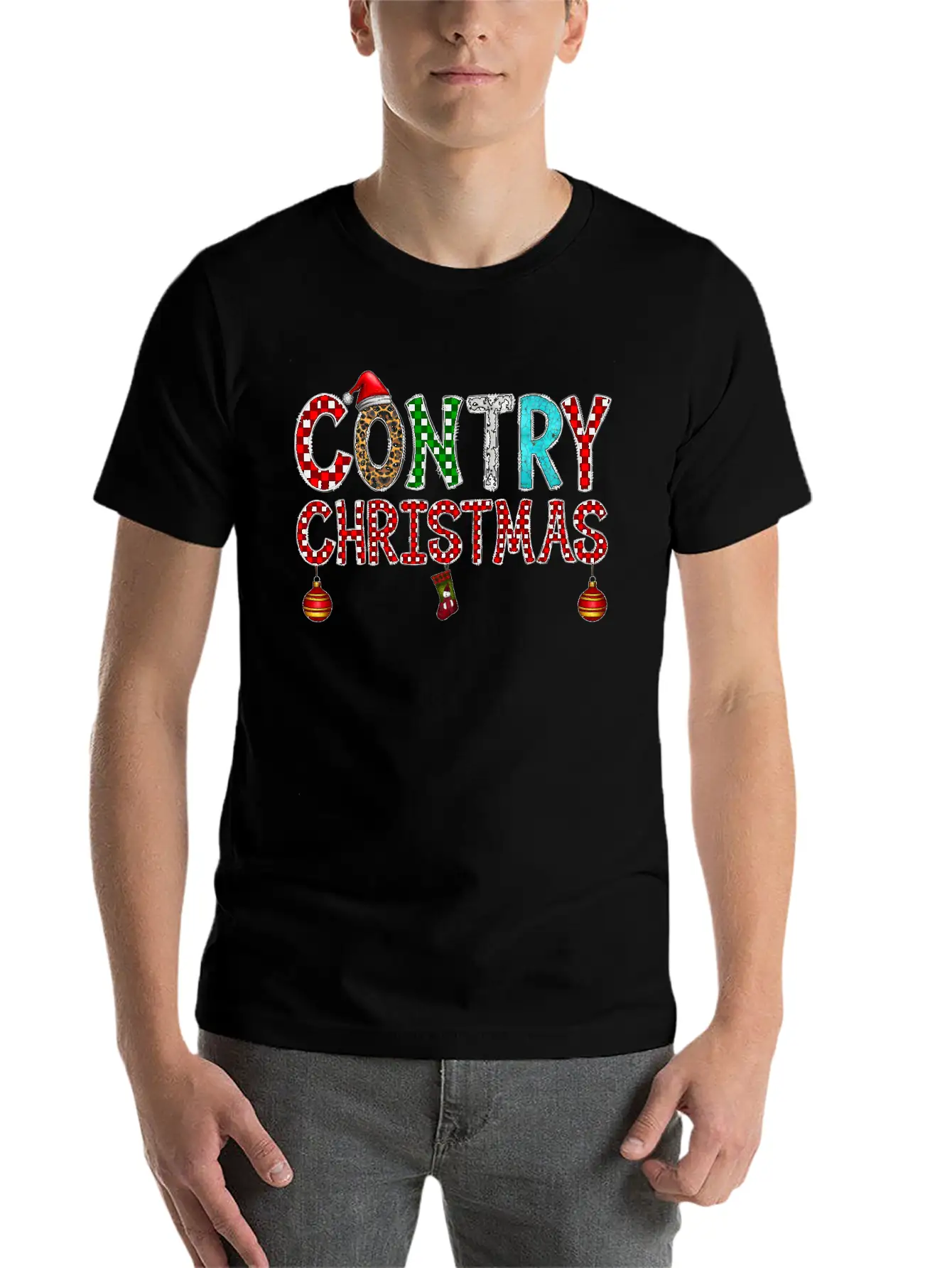 Country Christmas Breathable Graphic T-Shirt – Perfect For Casual Days