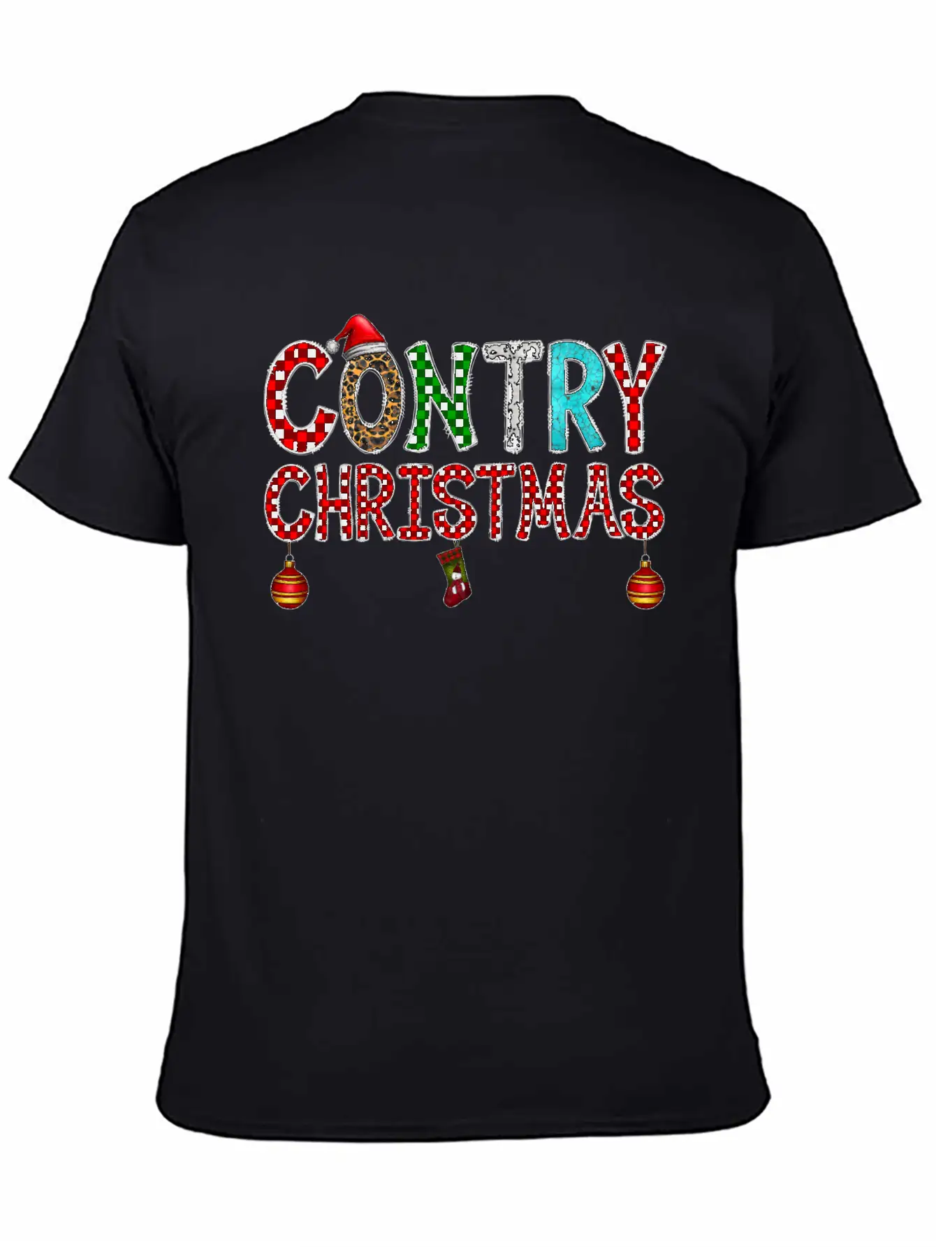 Country Christmas Breathable Graphic T-Shirt – Perfect For Casual Days