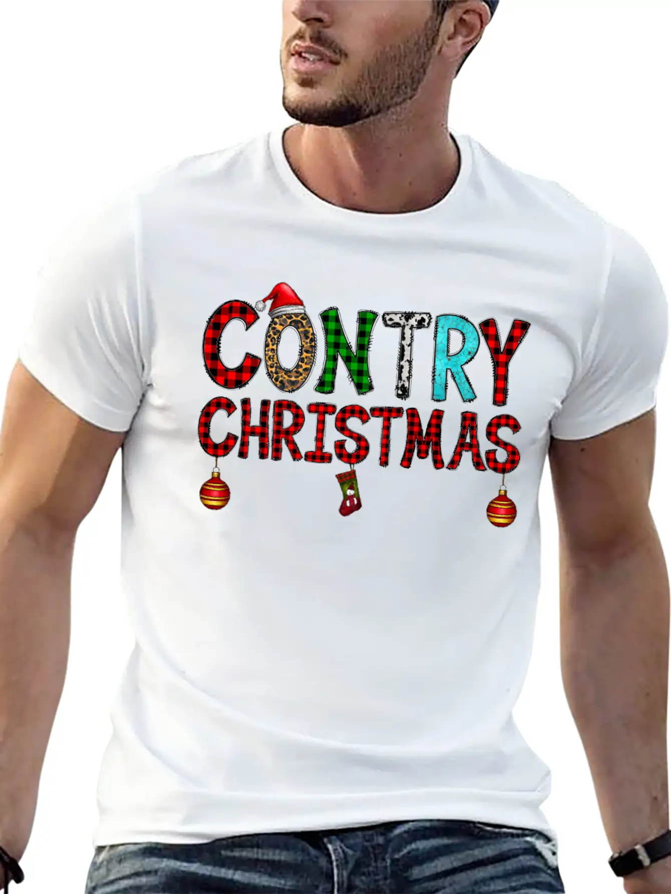 Country Christmas Breathable Graphic T-Shirt – Perfect For Casual Days