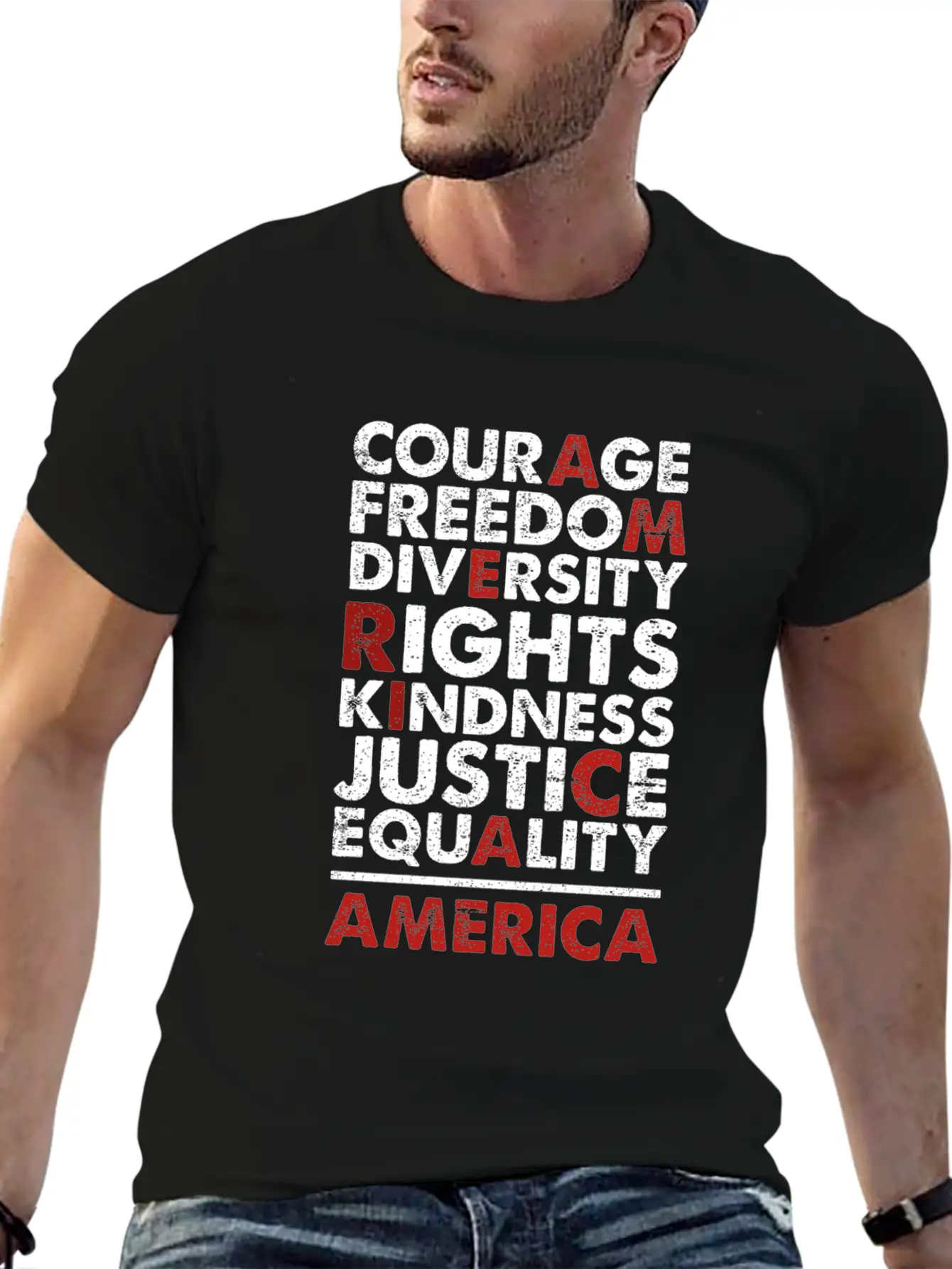 Courage Freedom Diversity Right Kindness Justice Breathable Soft Cotton T-Shirt – Timeless Casual Look
