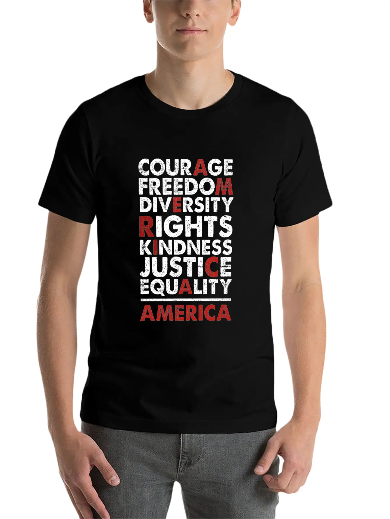 Courage Freedom Diversity Right Kindness Justice Breathable Soft Cotton T-Shirt – Timeless Casual Look
