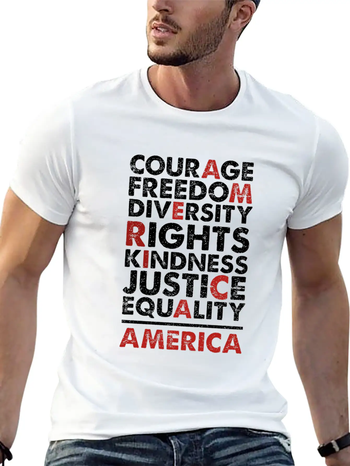 Courage Freedom Diversity Right Kindness Justice Breathable Soft Cotton T-Shirt – Timeless Casual Look