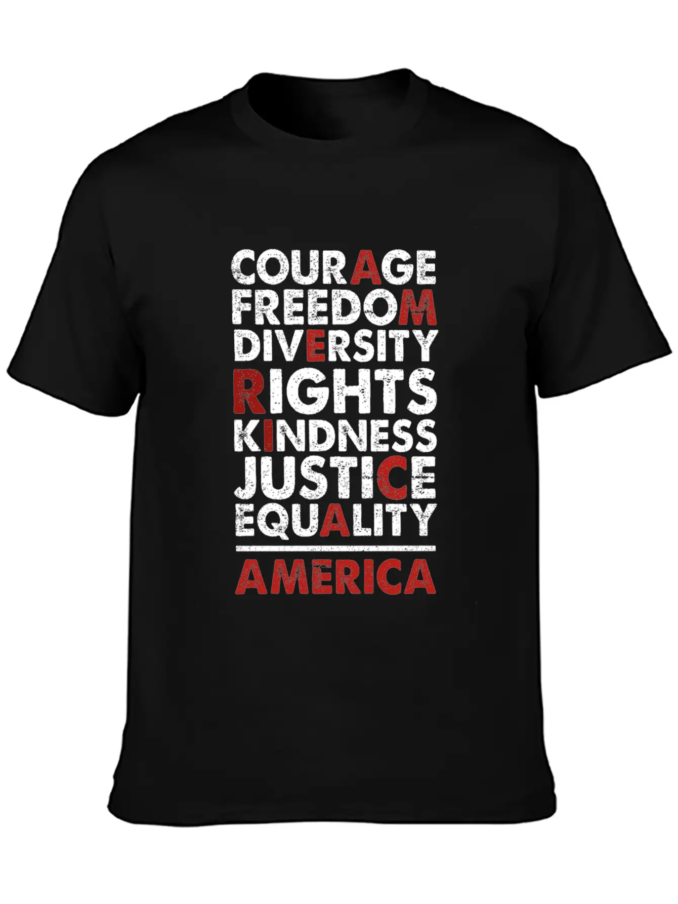 Courage Freedom Diversity Right Kindness Justice Breathable Soft Cotton T-Shirt – Timeless Casual Look