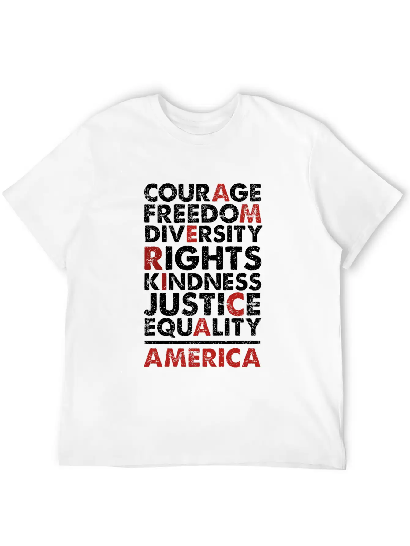 Courage Freedom Diversity Right Kindness Justice Breathable Soft Cotton T-Shirt – Timeless Casual Look