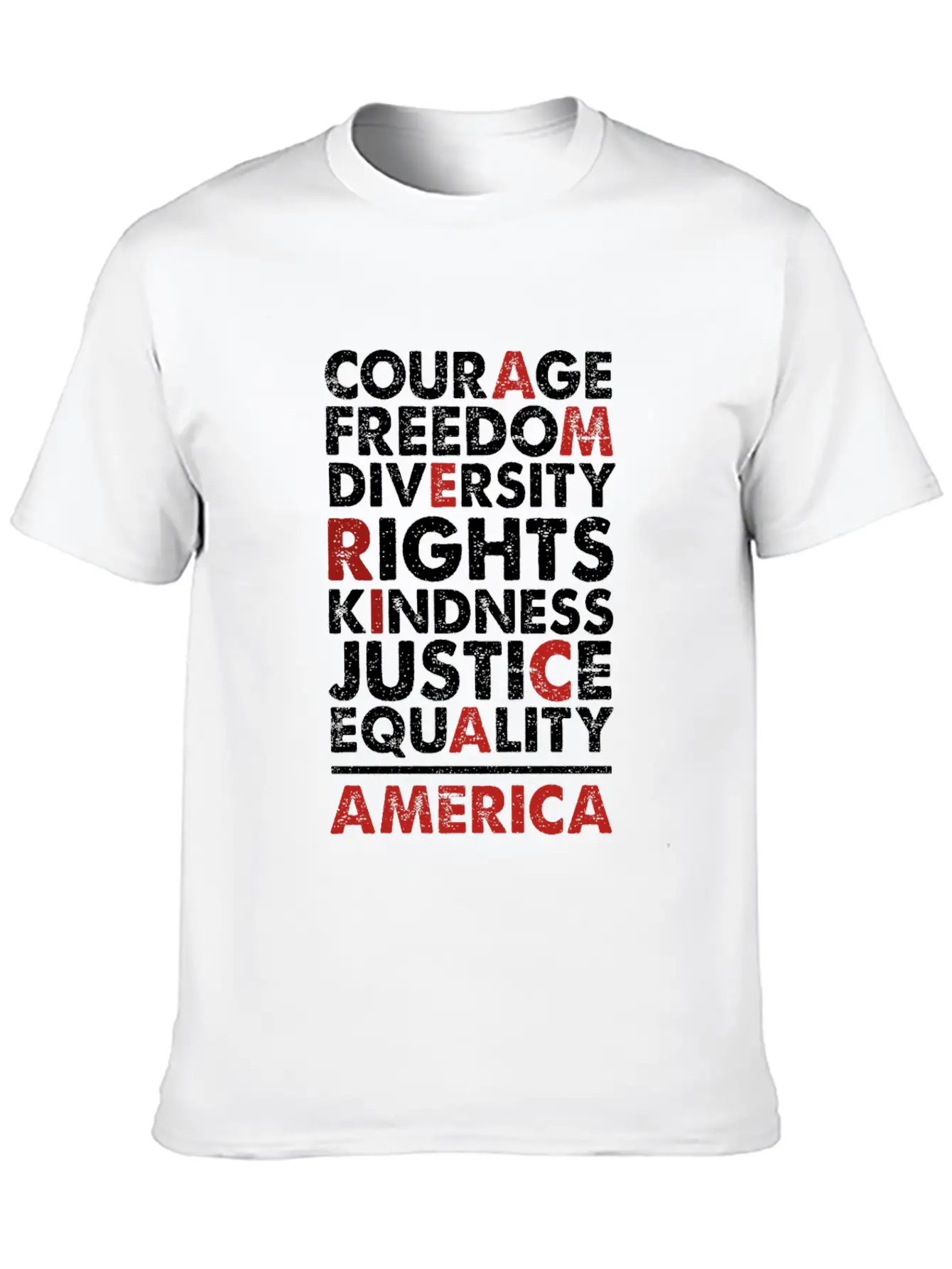 Courage Freedom Diversity Right Kindness Justice Breathable Soft Cotton T-Shirt – Timeless Casual Look