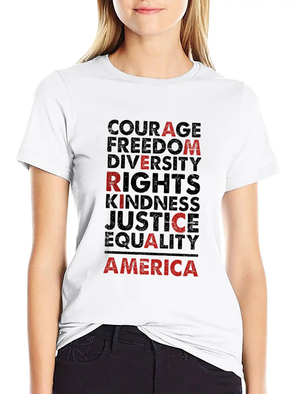 Courage Freedom Diversity Right Kindness Justice Breathable Soft Cotton T-Shirt – Timeless Casual Look