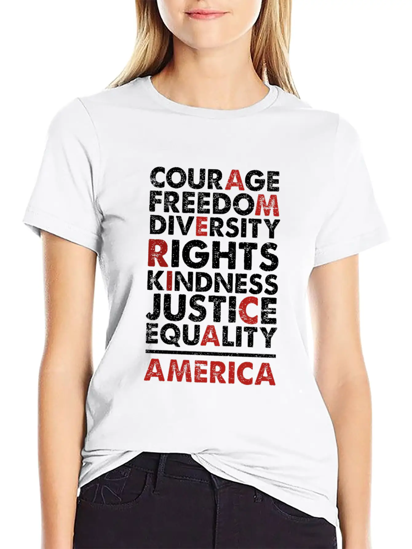 Courage Freedom Diversity Right Kindness Justice Breathable Soft Cotton T-Shirt – Timeless Casual Look