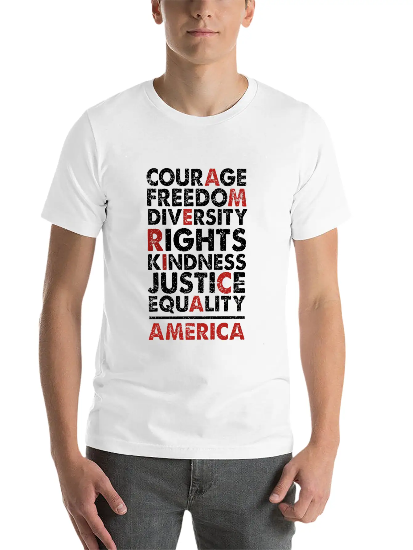 Courage Freedom Diversity Right Kindness Justice Breathable Soft Cotton T-Shirt – Timeless Casual Look