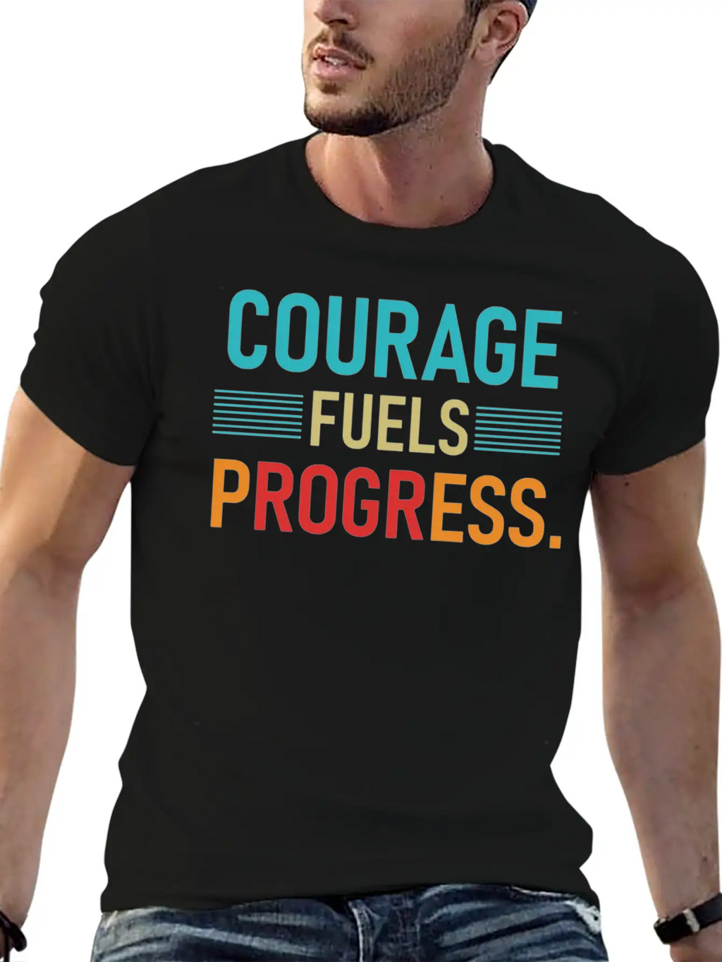 Courage Fuels Progress Breathable Soft Cotton T-Shirt – Timeless Casual Look