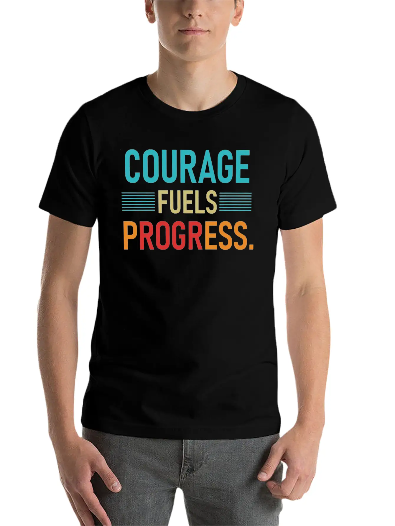 Courage Fuels Progress Breathable Soft Cotton T-Shirt – Timeless Casual Look