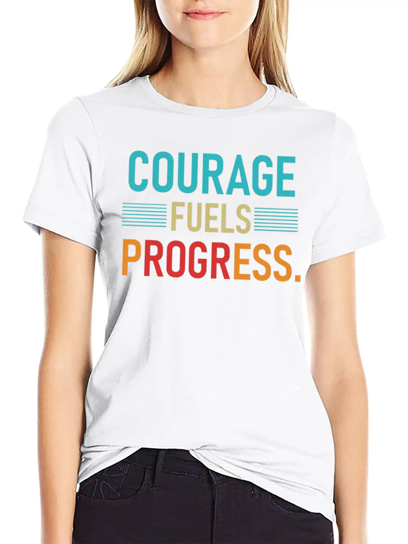 Courage Fuels Progress Breathable Soft Cotton T-Shirt – Timeless Casual Look