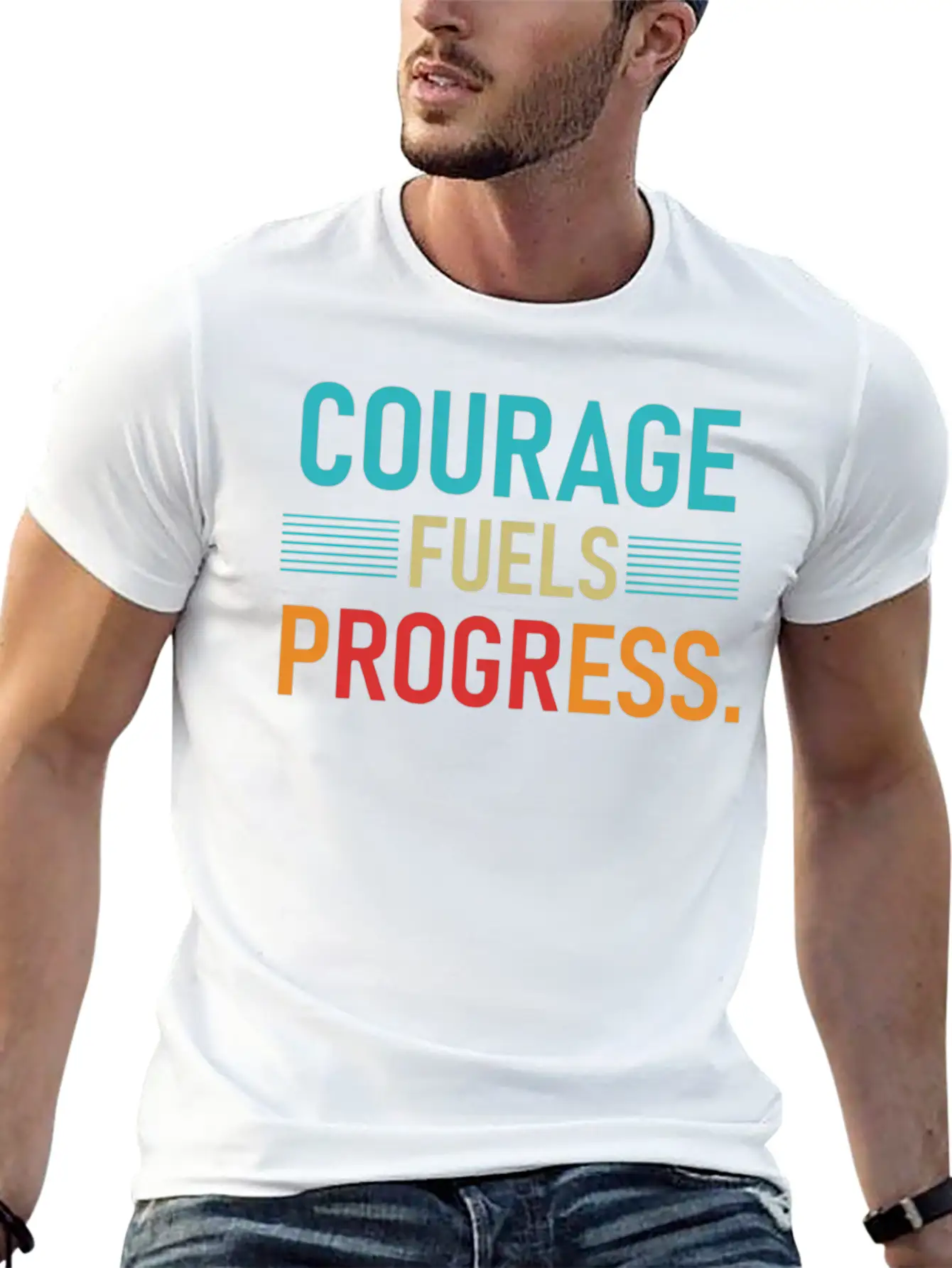 Courage Fuels Progress Breathable Soft Cotton T-Shirt – Timeless Casual Look