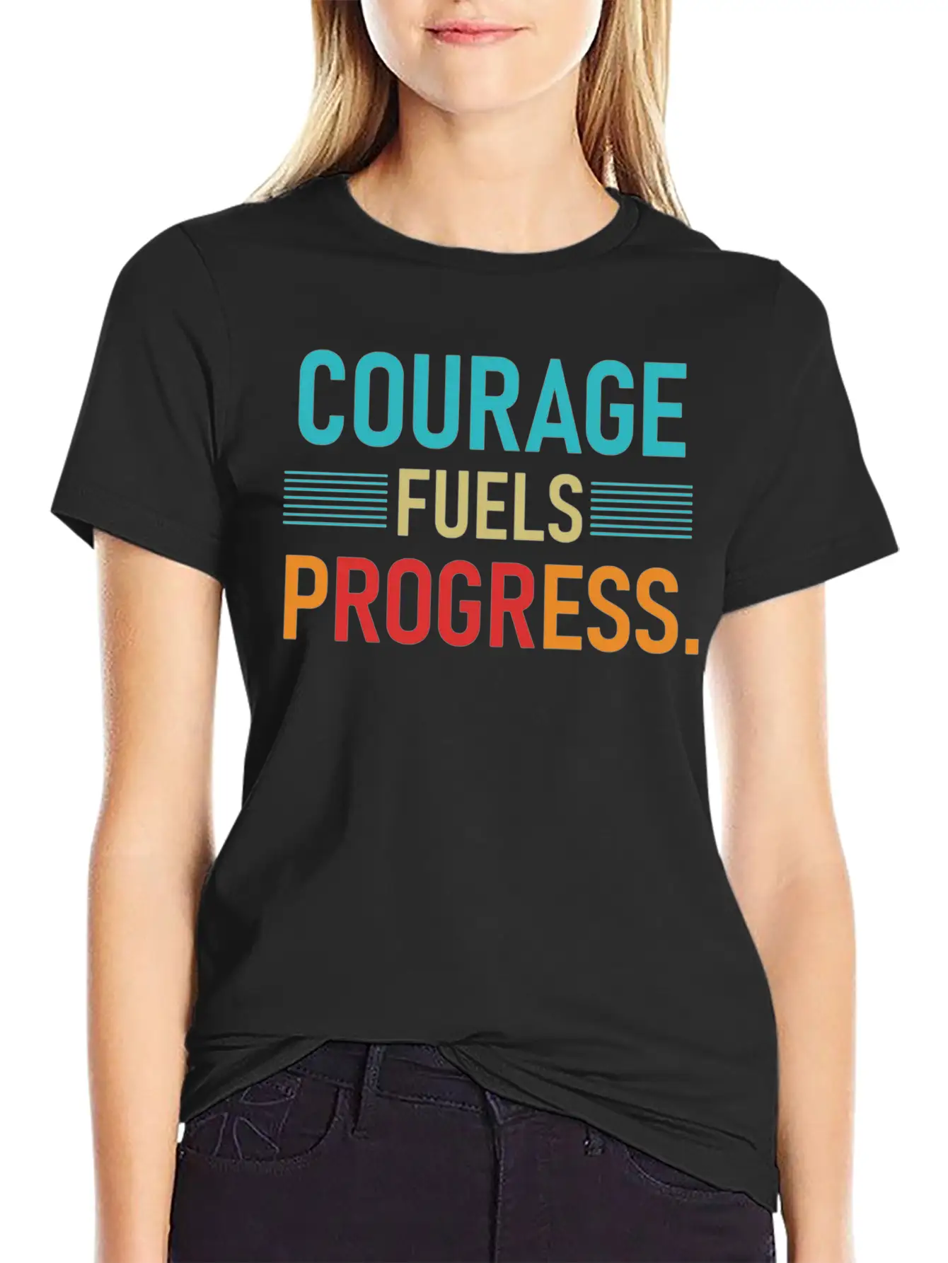 Courage Fuels Progress Breathable Soft Cotton T-Shirt – Timeless Casual Look