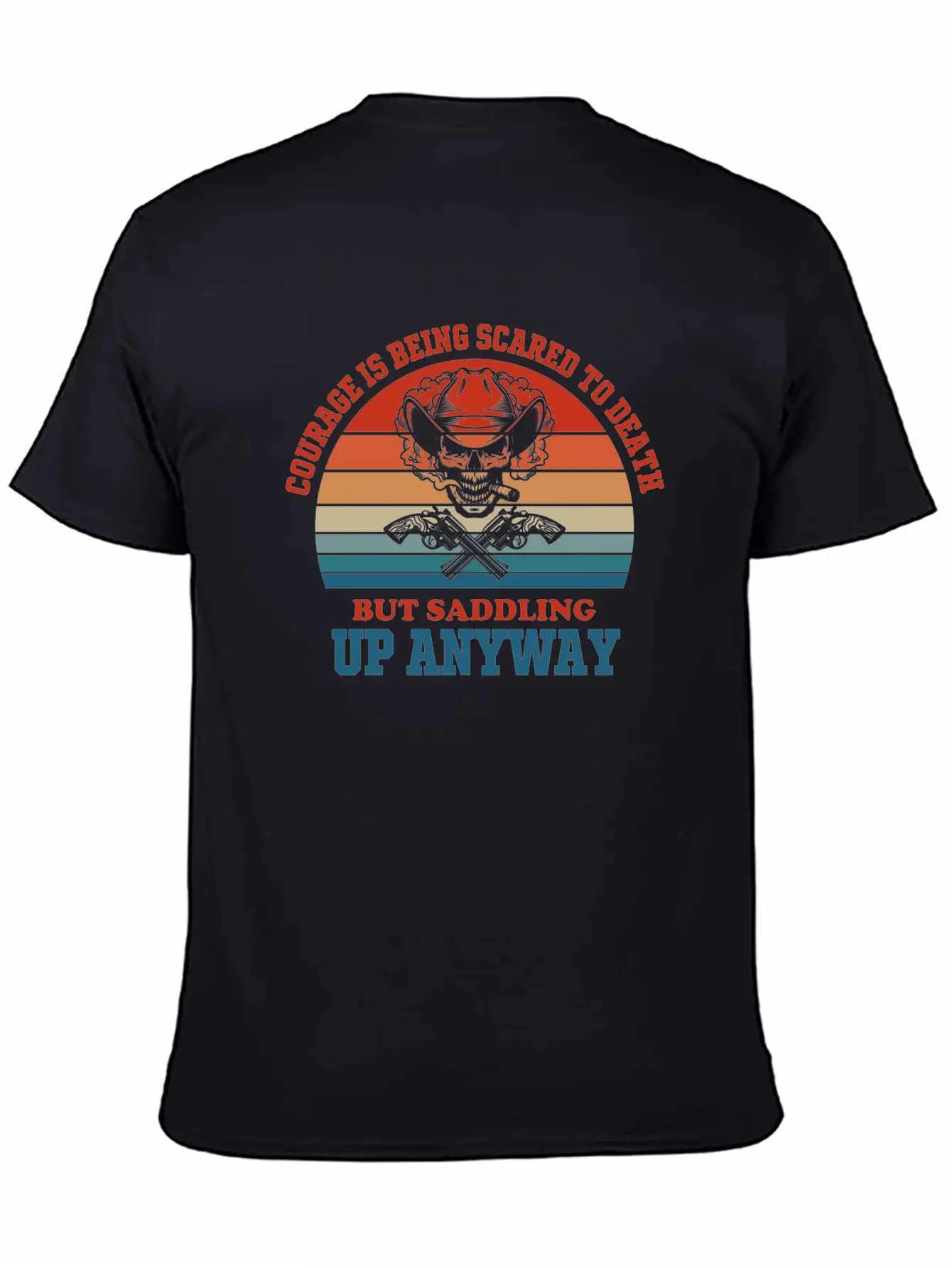 Courage Slogan Skull Retro Design Stylish Everyday T-Shirt – Unisex Basic Cotton Tee