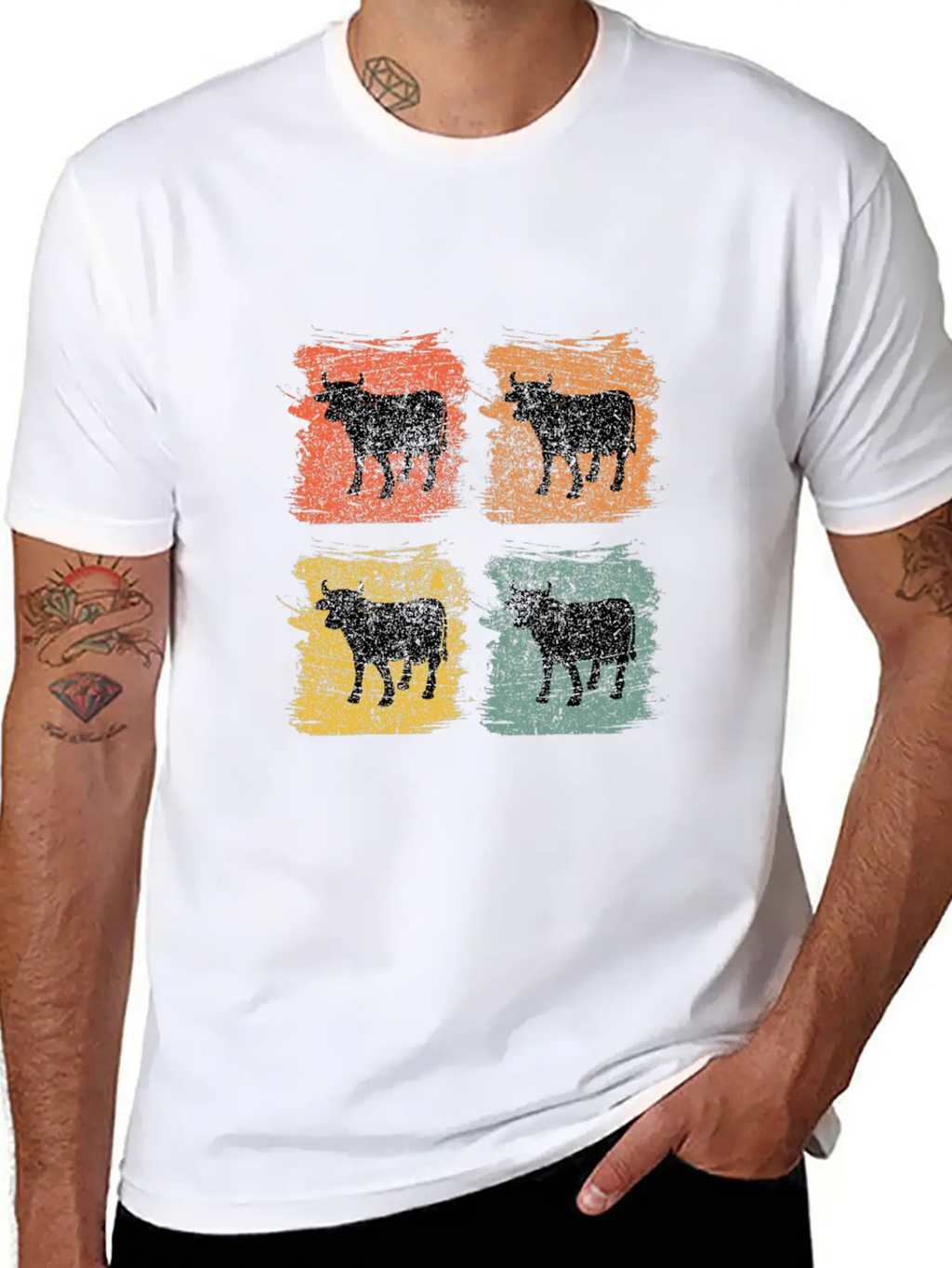 Cow Bull Retro Pop Art Relaxed Everyday Tee – Lightweight And Durable Cotton