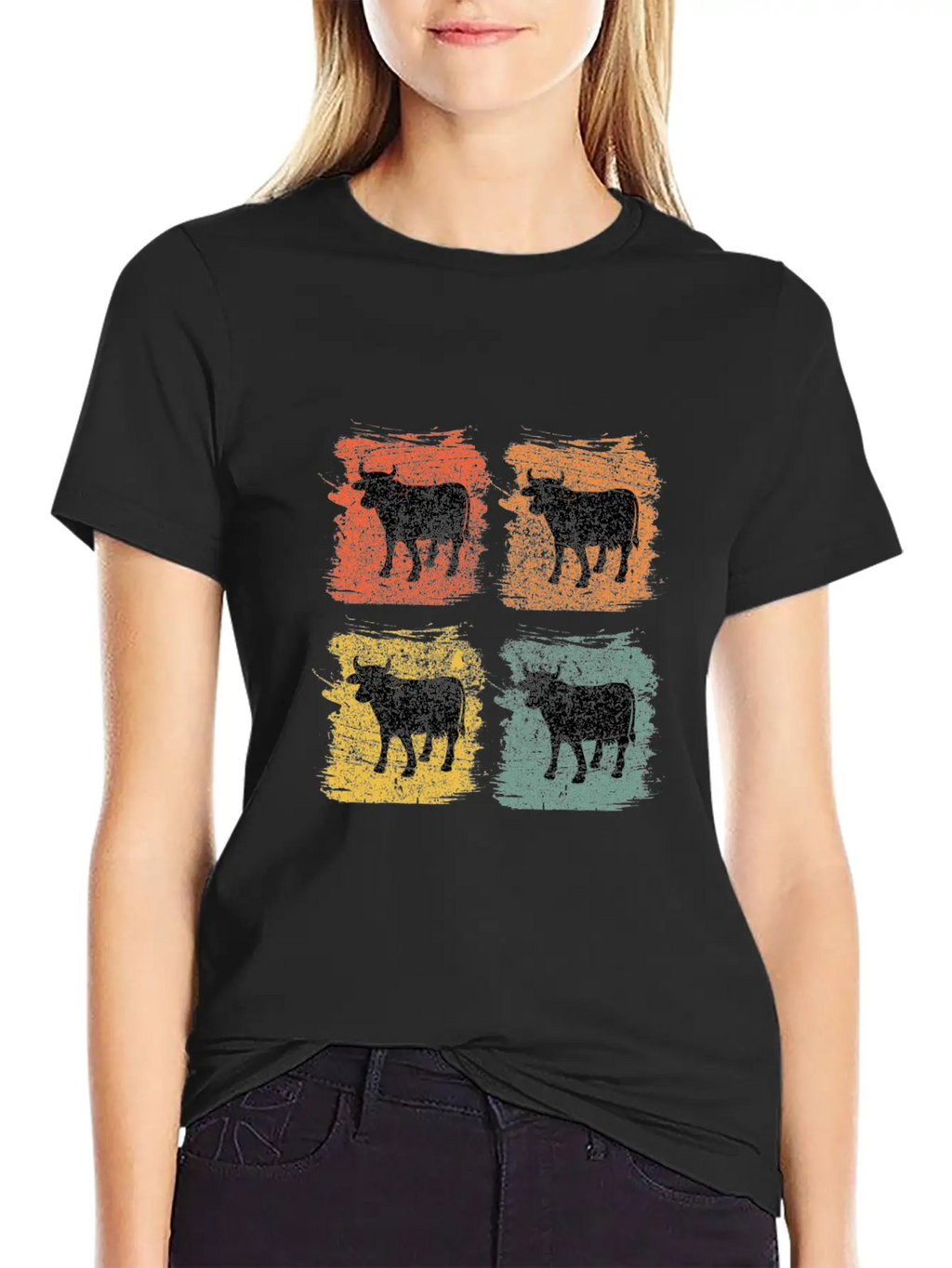 Cow Bull Retro Pop Art Relaxed Everyday Tee – Lightweight And Durable Cotton