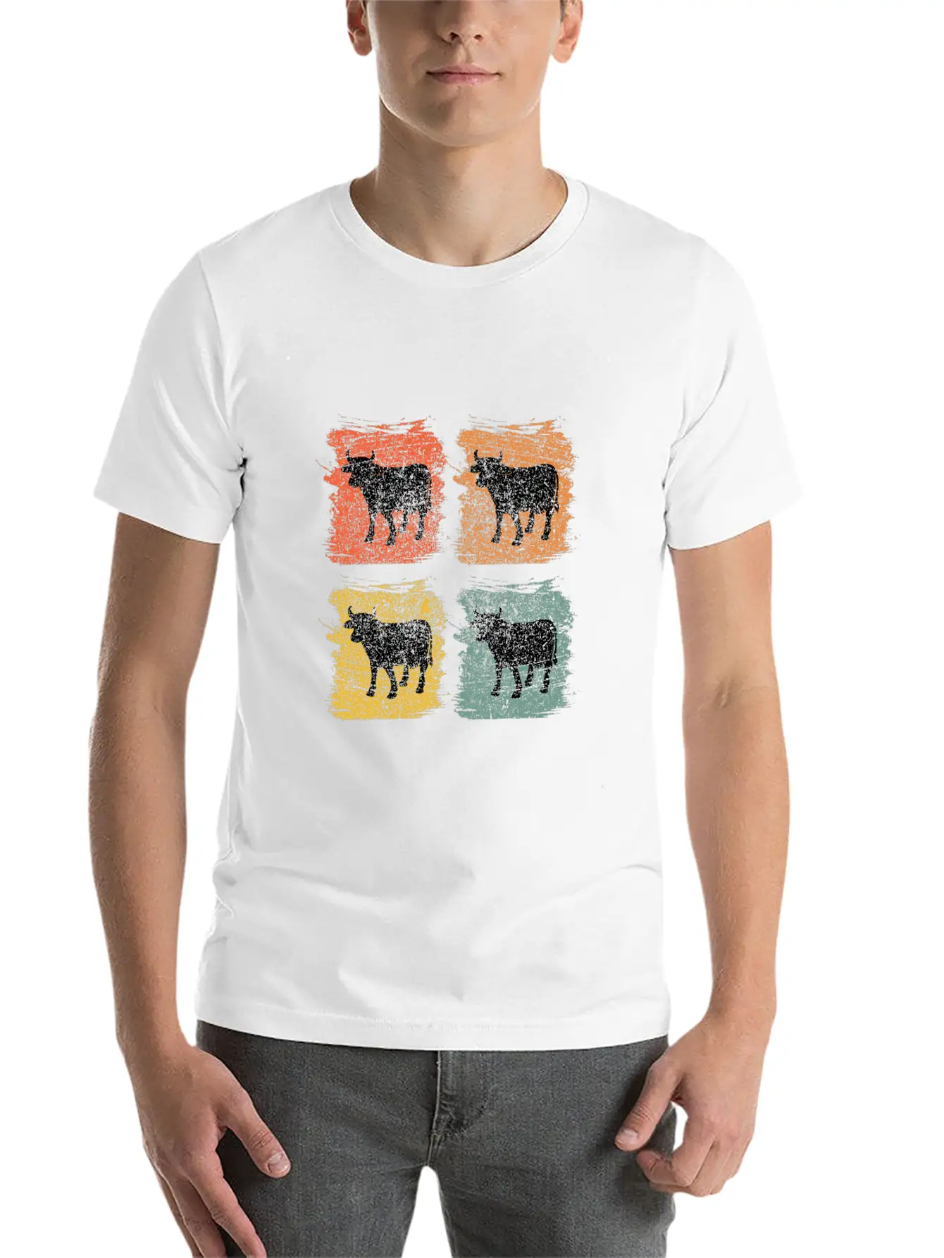 Cow Bull Retro Pop Art Relaxed Everyday Tee – Lightweight And Durable Cotton