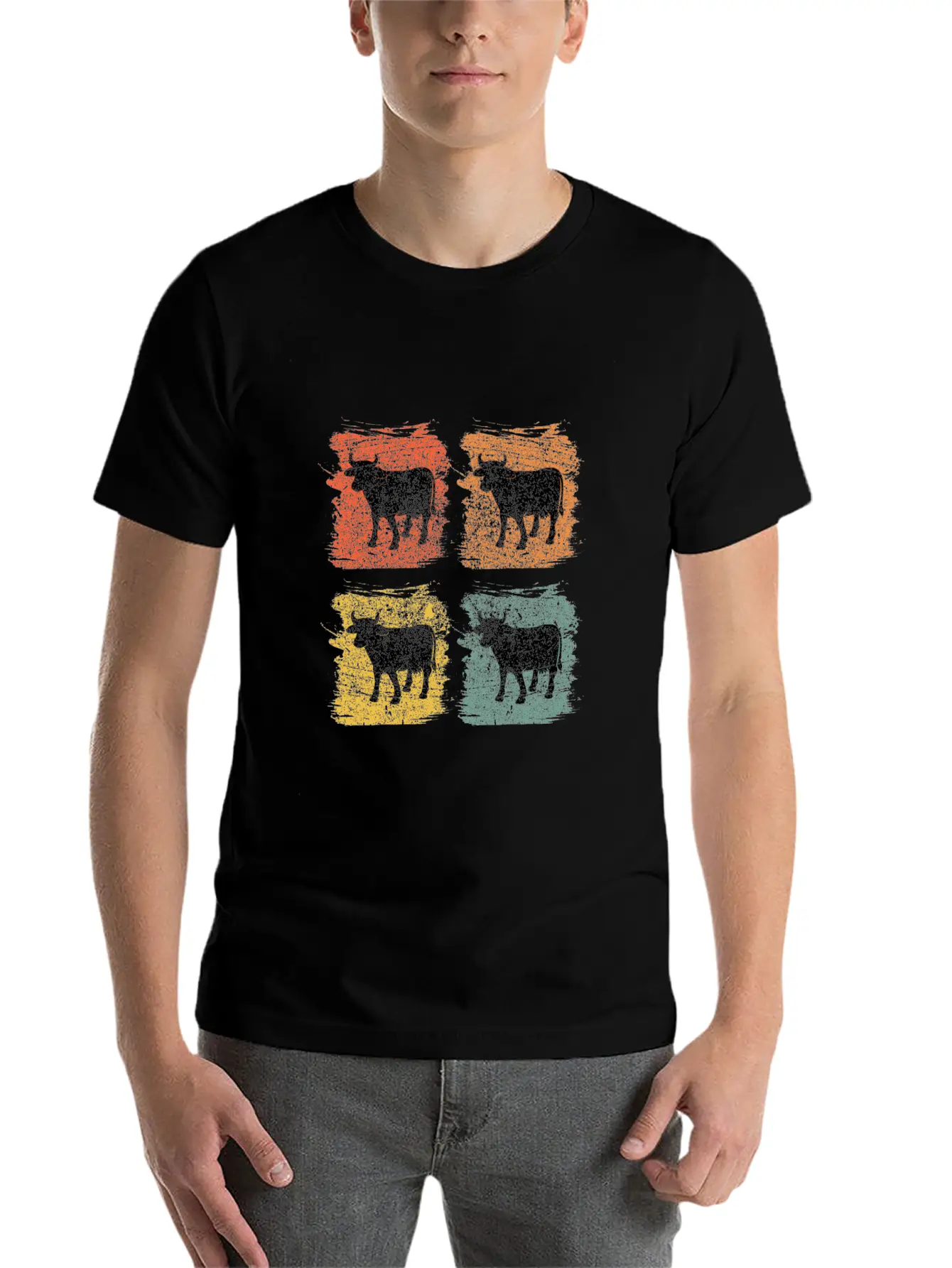 Cow Bull Retro Pop Art Relaxed Everyday Tee – Lightweight And Durable Cotton
