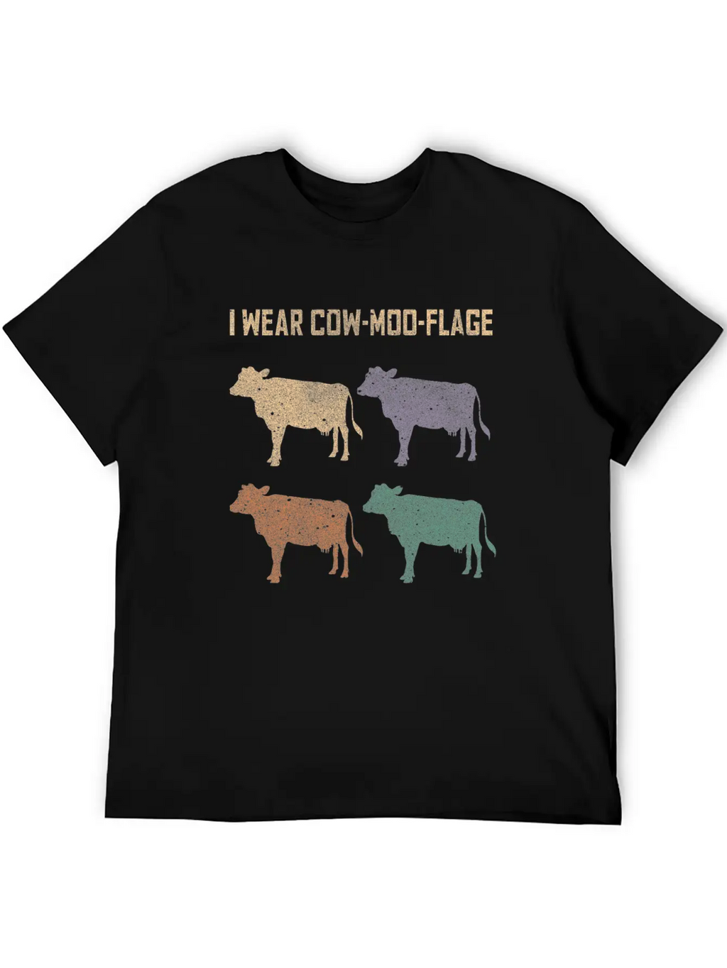 Cow Moo Flage Grunge Breathable Soft Cotton T-Shirt – Timeless Casual Look