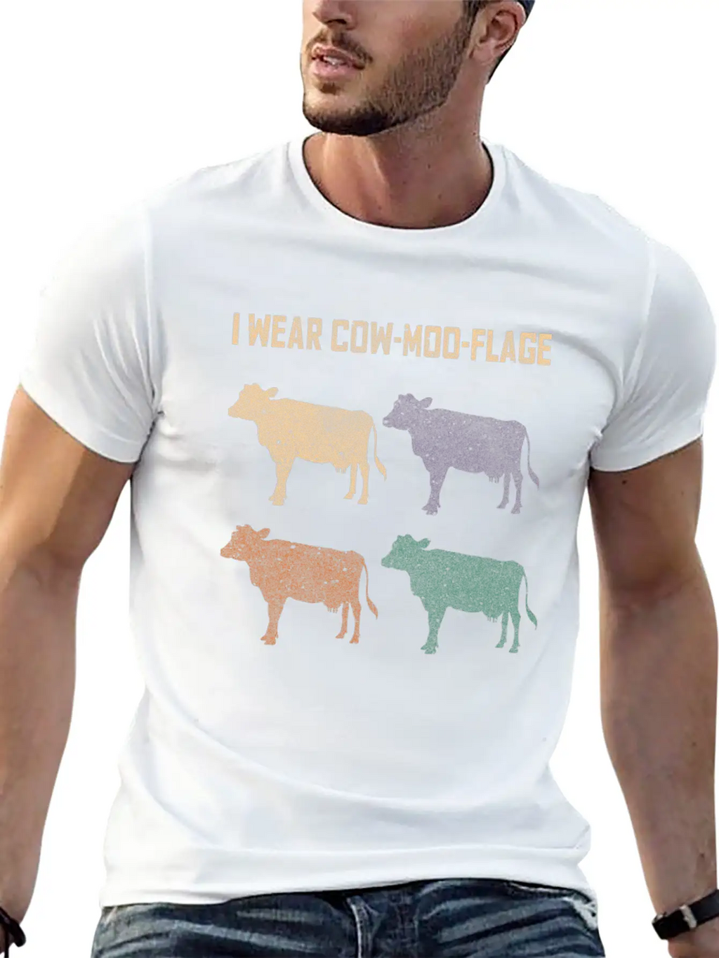 Cow Moo Flage Grunge Breathable Soft Cotton T-Shirt – Timeless Casual Look