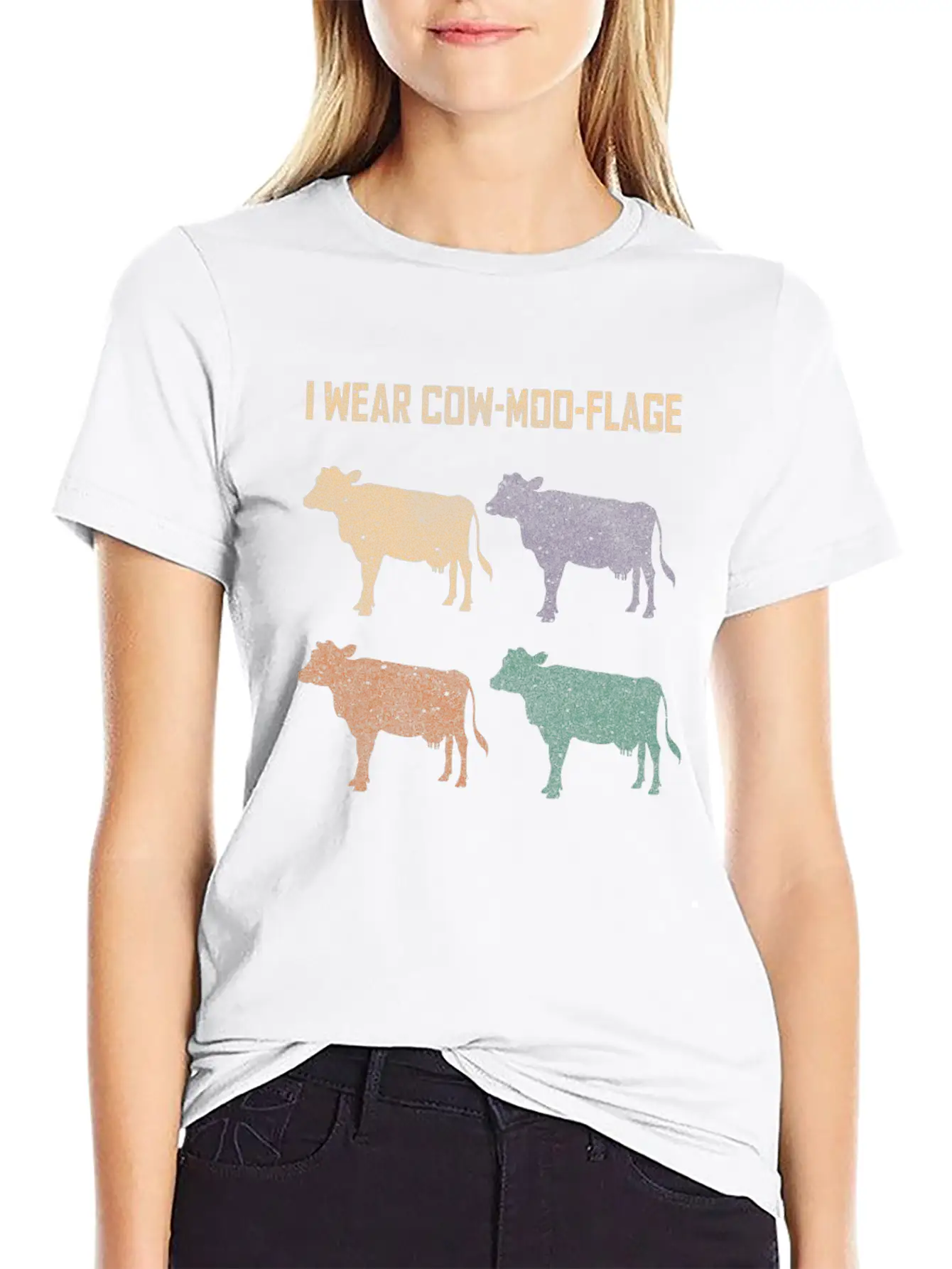 Cow Moo Flage Grunge Breathable Soft Cotton T-Shirt – Timeless Casual Look