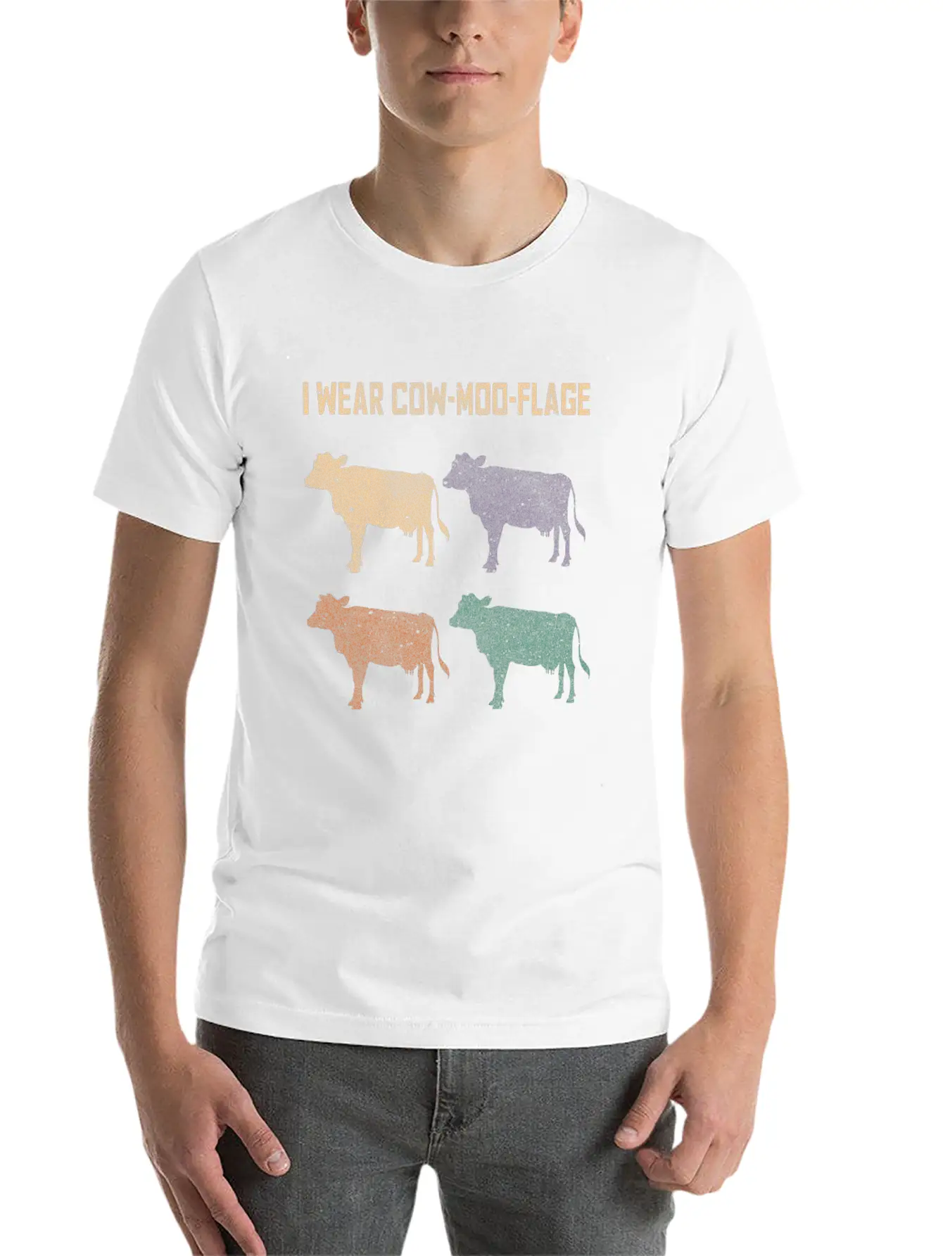 Cow Moo Flage Grunge Breathable Soft Cotton T-Shirt – Timeless Casual Look