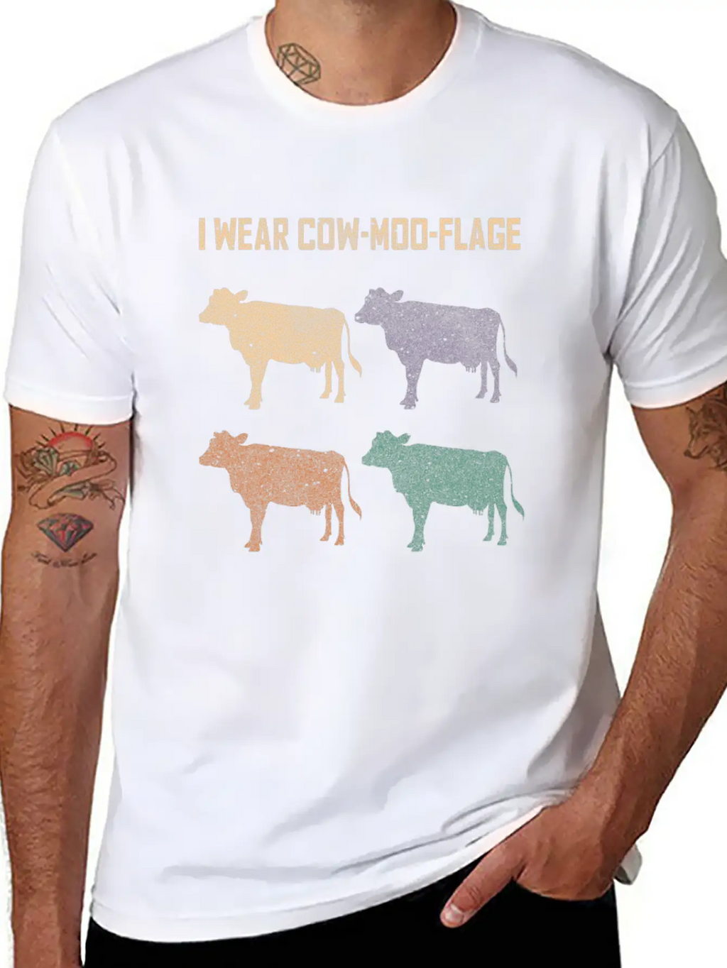 Cow Moo Flage Grunge Breathable Soft Cotton T-Shirt – Timeless Casual Look