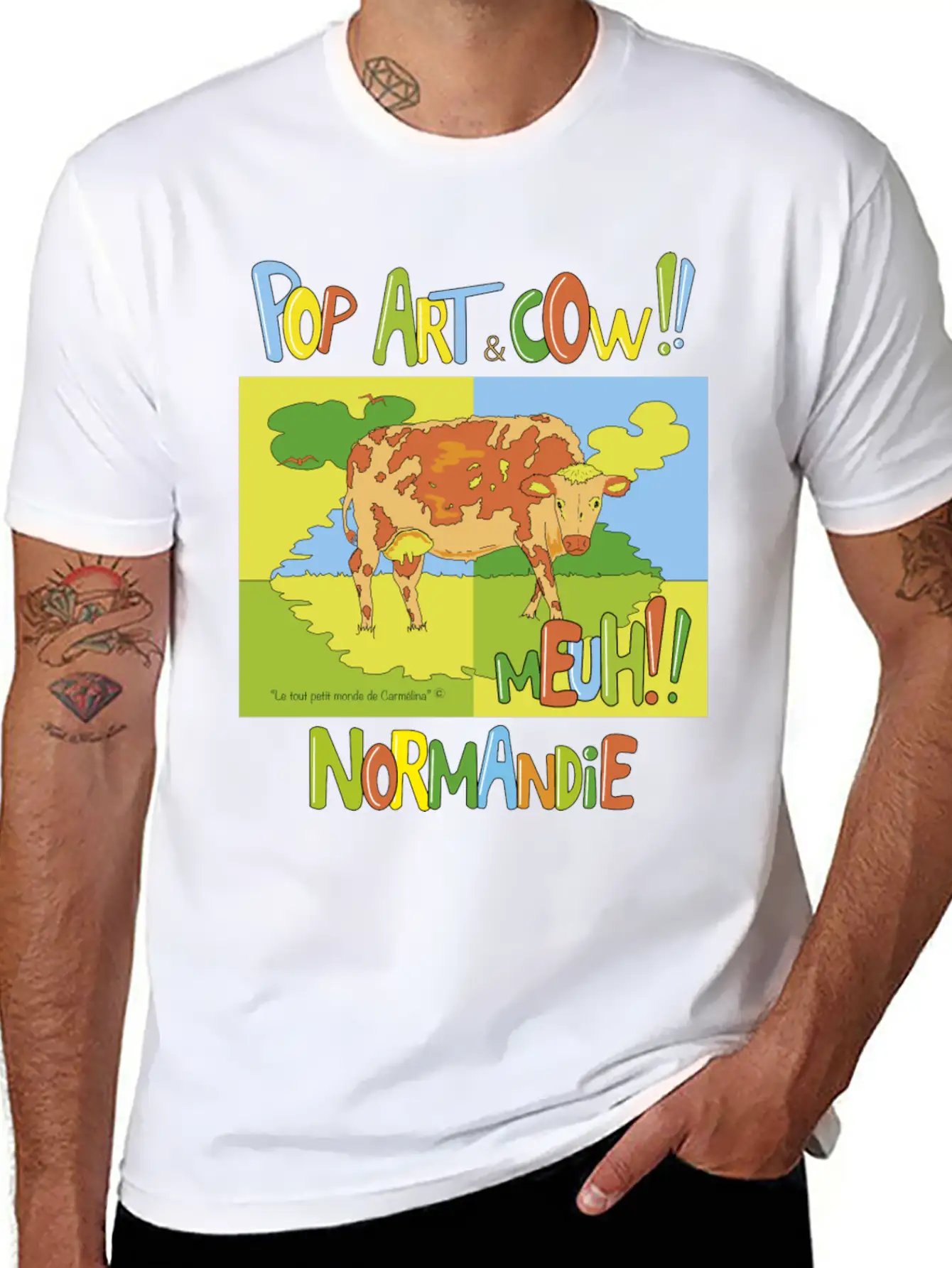 Cow "Pop Art" Normandie Timeless Short Sleeve Tee – Comfy And Minimalist Design