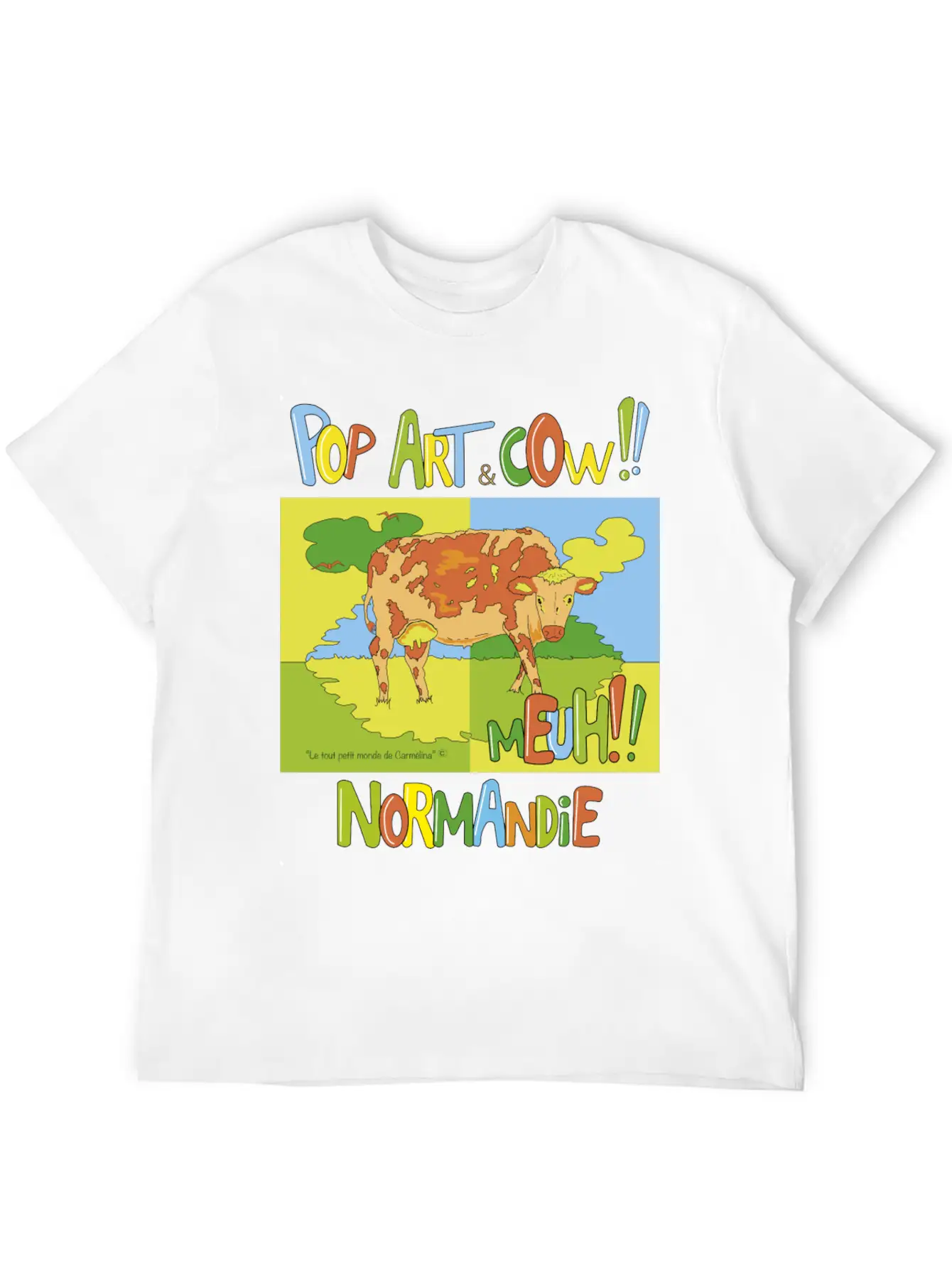 Cow "Pop Art" Normandie Timeless Short Sleeve Tee – Comfy And Minimalist Design