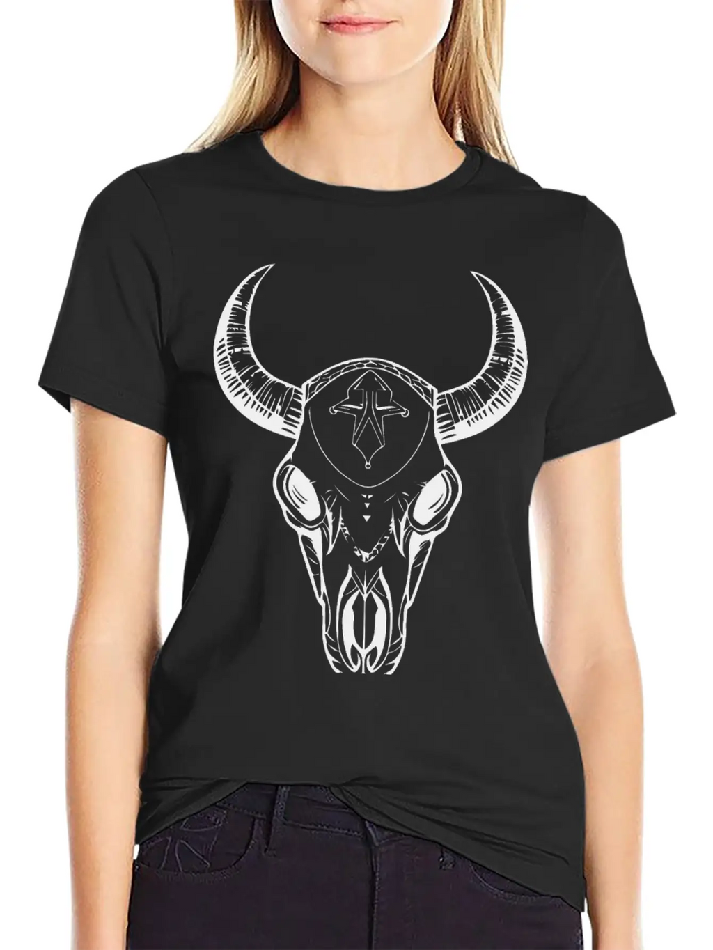 Cow Skull Boho Breathable Soft Cotton T-Shirt – Timeless Casual Look