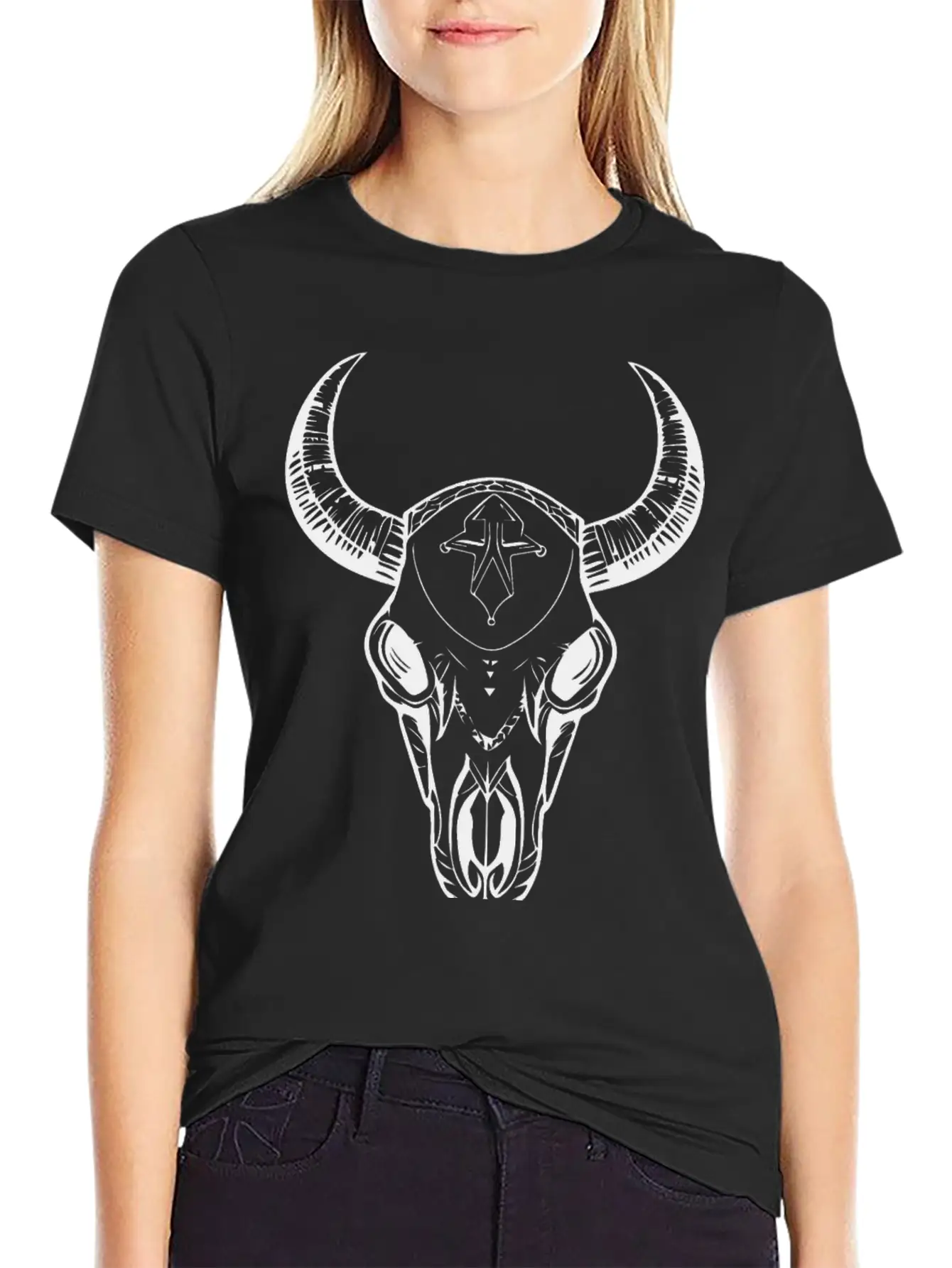 Cow Skull Boho Breathable Soft Cotton T-Shirt – Timeless Casual Look