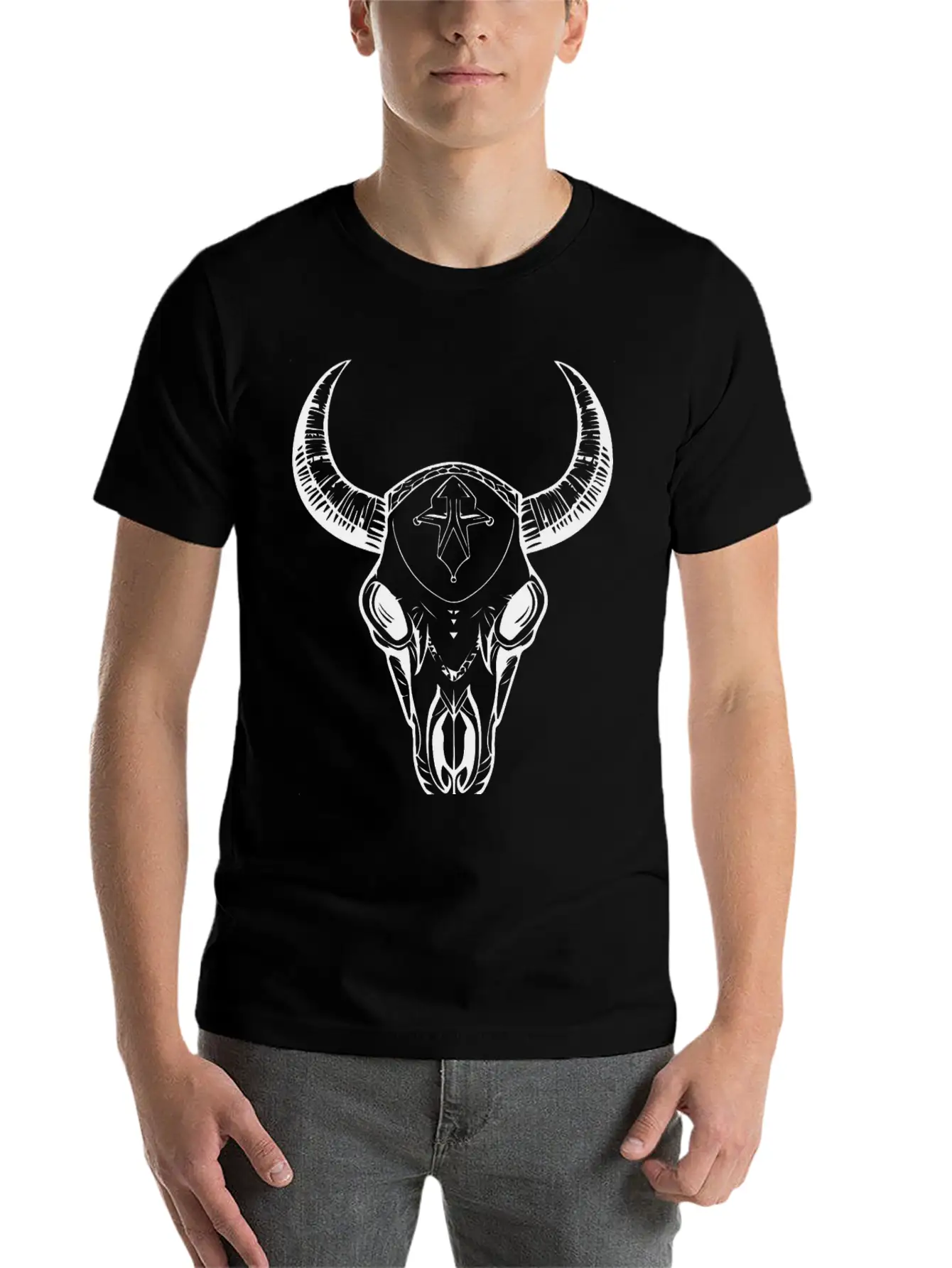 Cow Skull Boho Breathable Soft Cotton T-Shirt – Timeless Casual Look