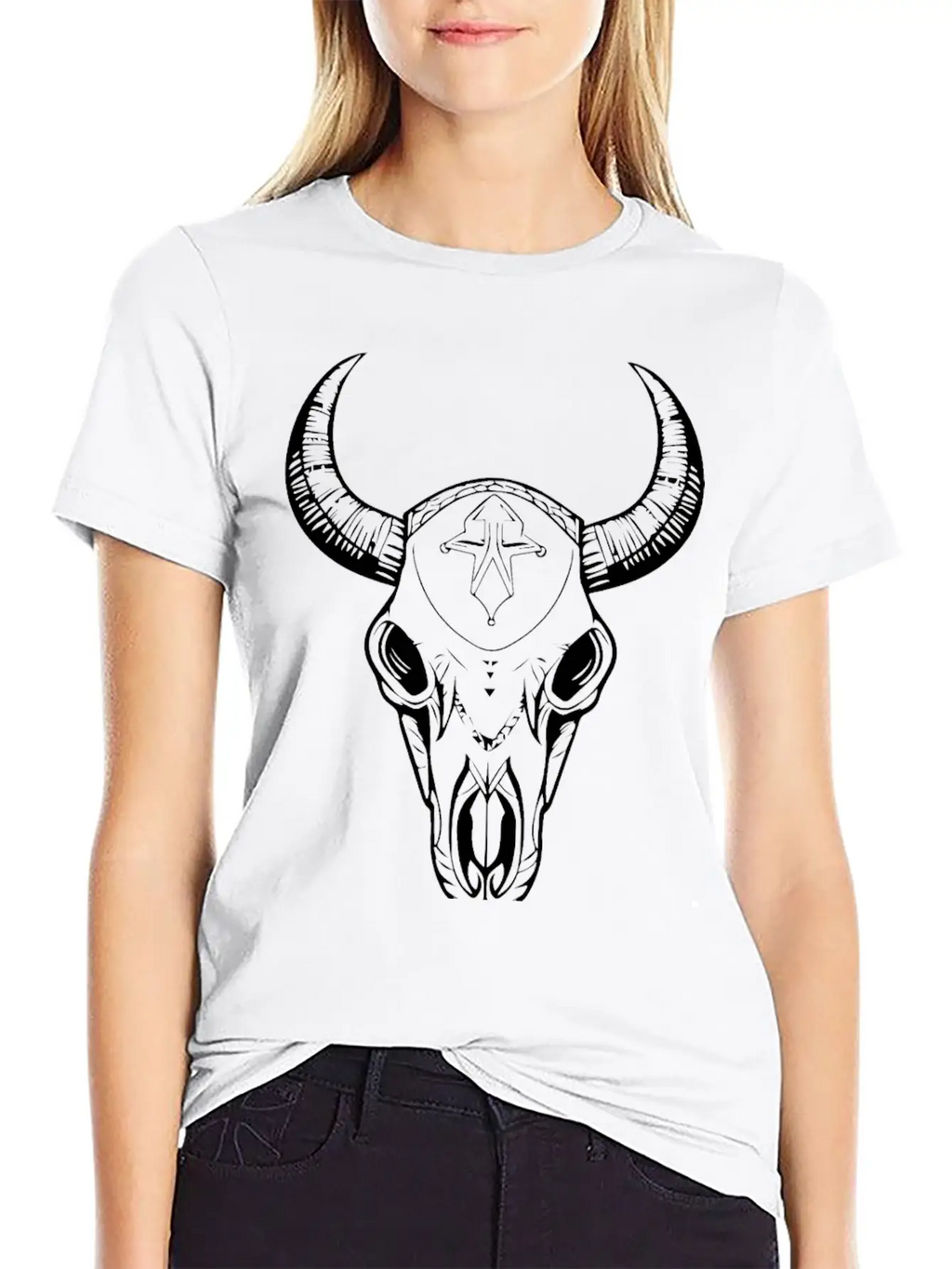 Cow Skull Boho Breathable Soft Cotton T-Shirt – Timeless Casual Look