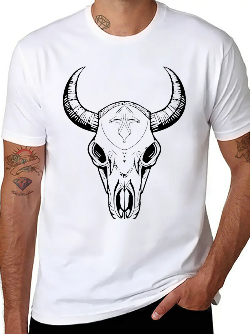 Cow Skull Boho Breathable Soft Cotton T-Shirt – Timeless Casual Look