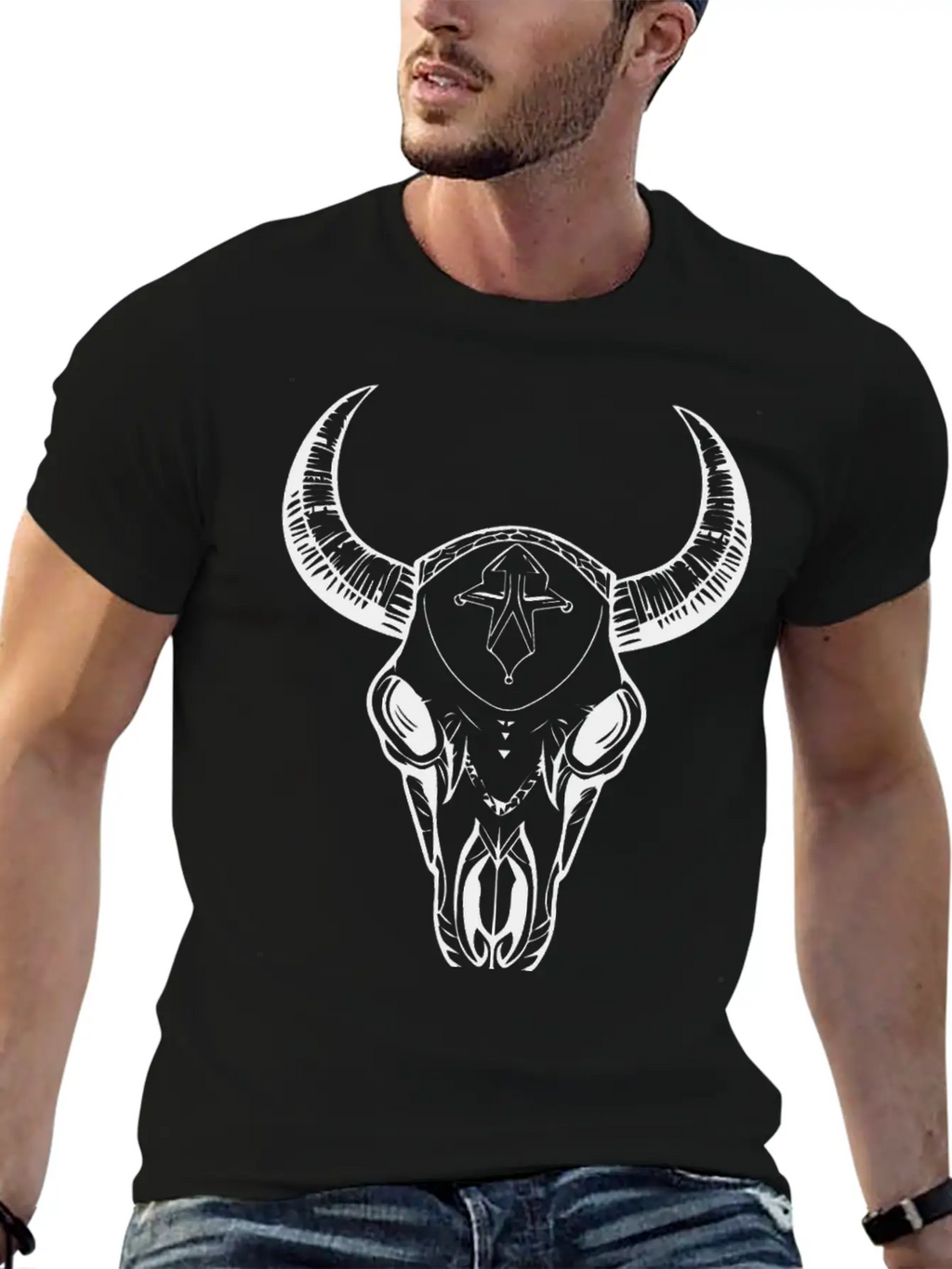 Cow Skull Boho Breathable Soft Cotton T-Shirt – Timeless Casual Look