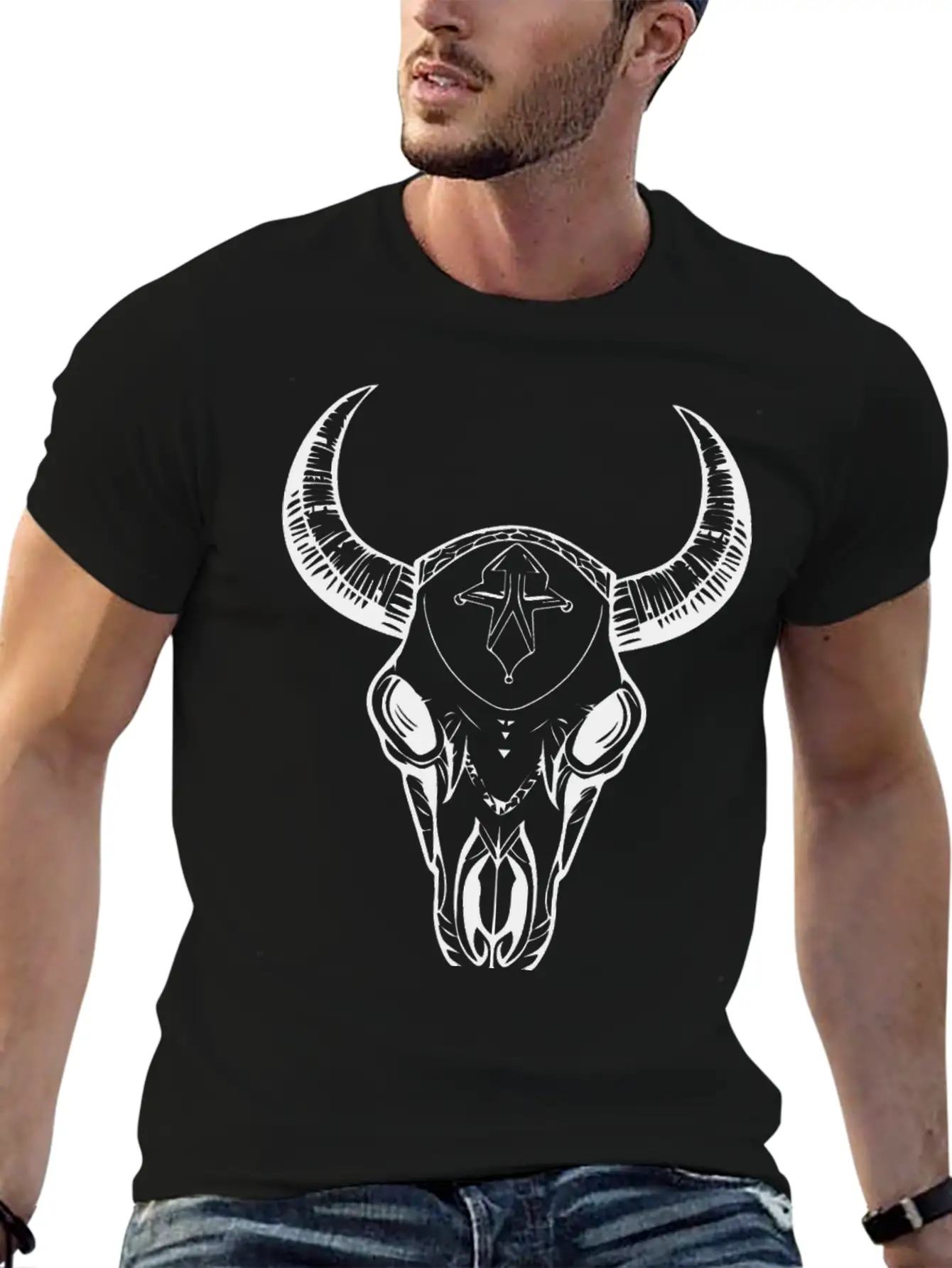 Cow Skull Boho Breathable Soft Cotton T-Shirt – Timeless Casual Look