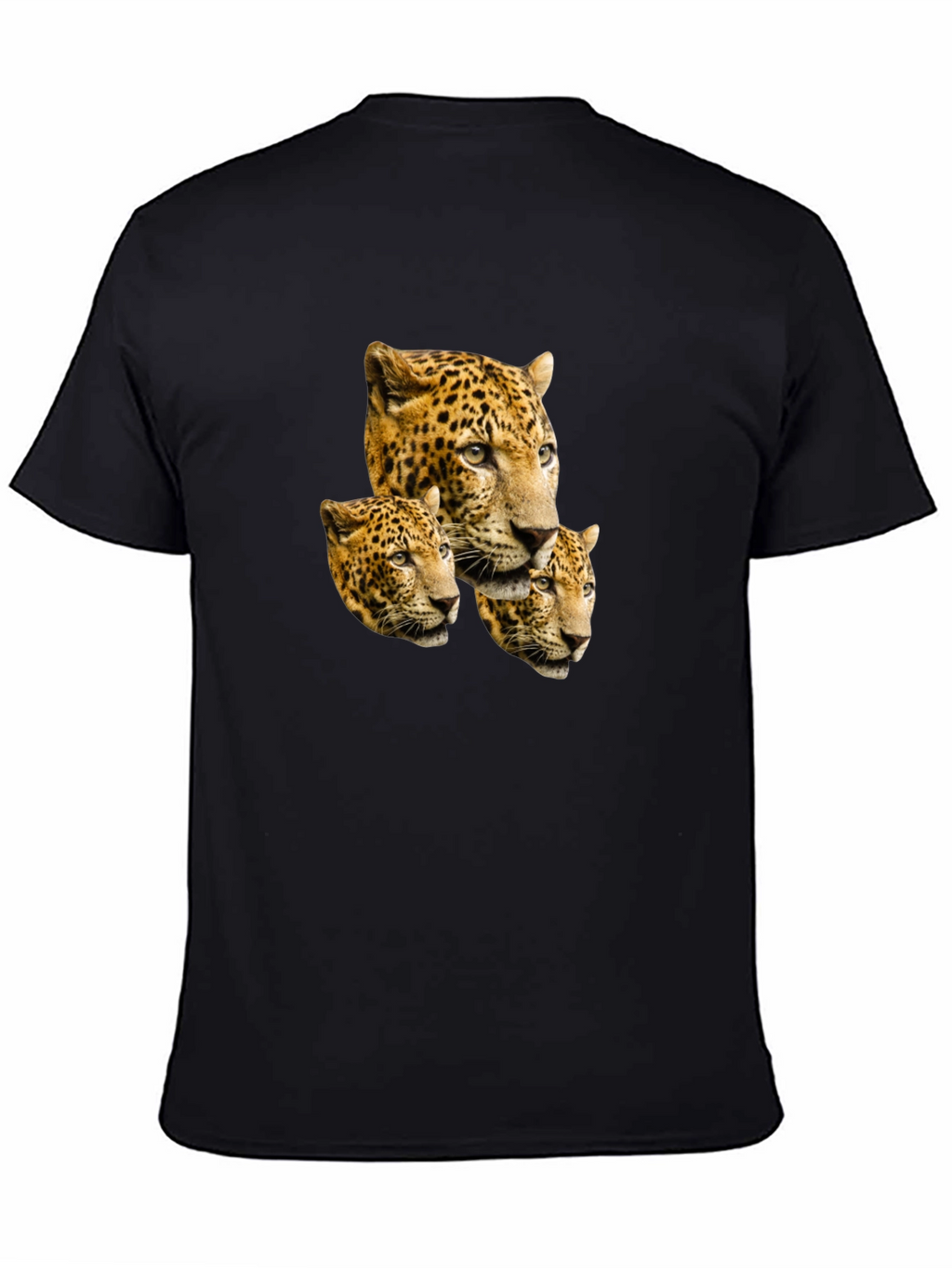 Leopard Head Print Black T-Shirt