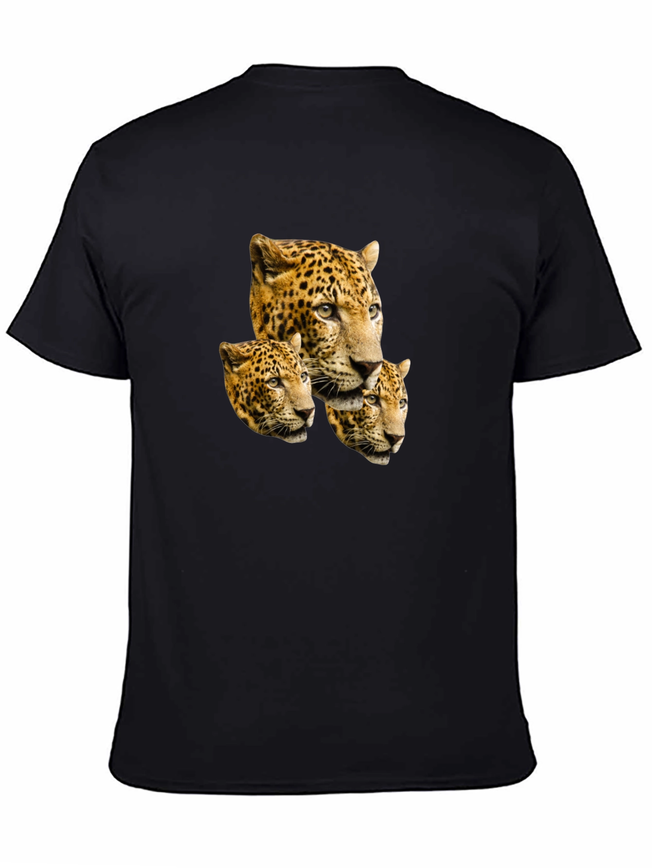 Leopard Head Print Black T-Shirt