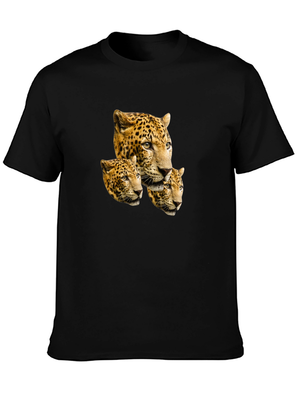 Leopard Head Print Black T-Shirt