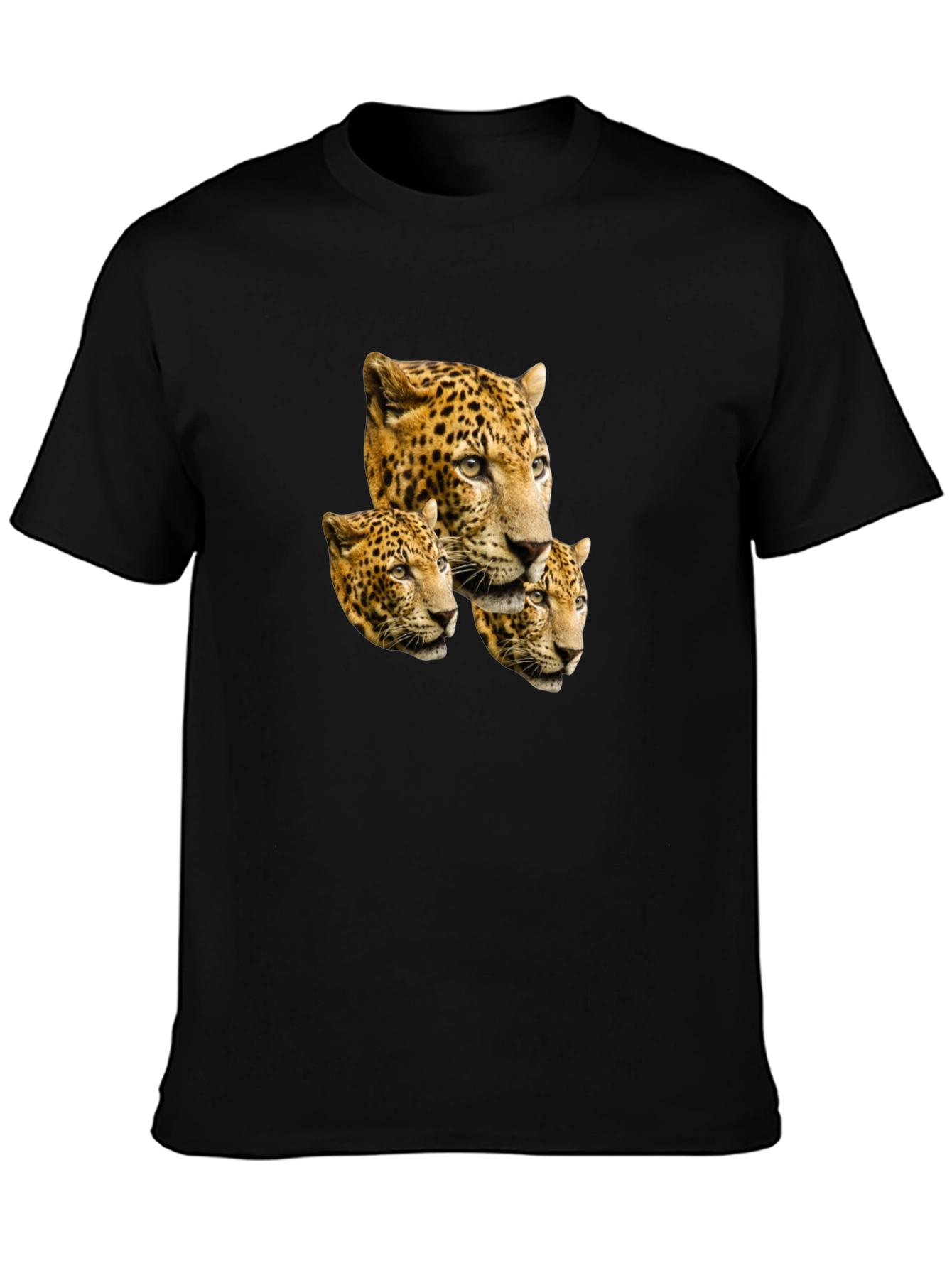 Leopard Head Print Black T-Shirt